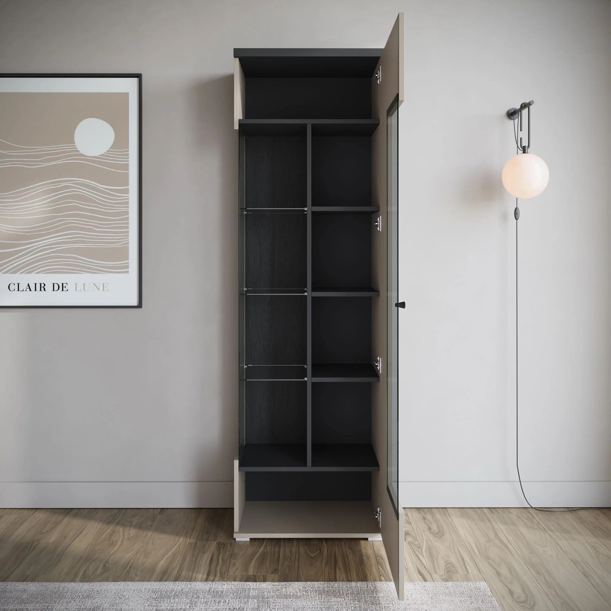 Sekai - Vitrinekast - Beige - 55x36x180 cm - Image 3