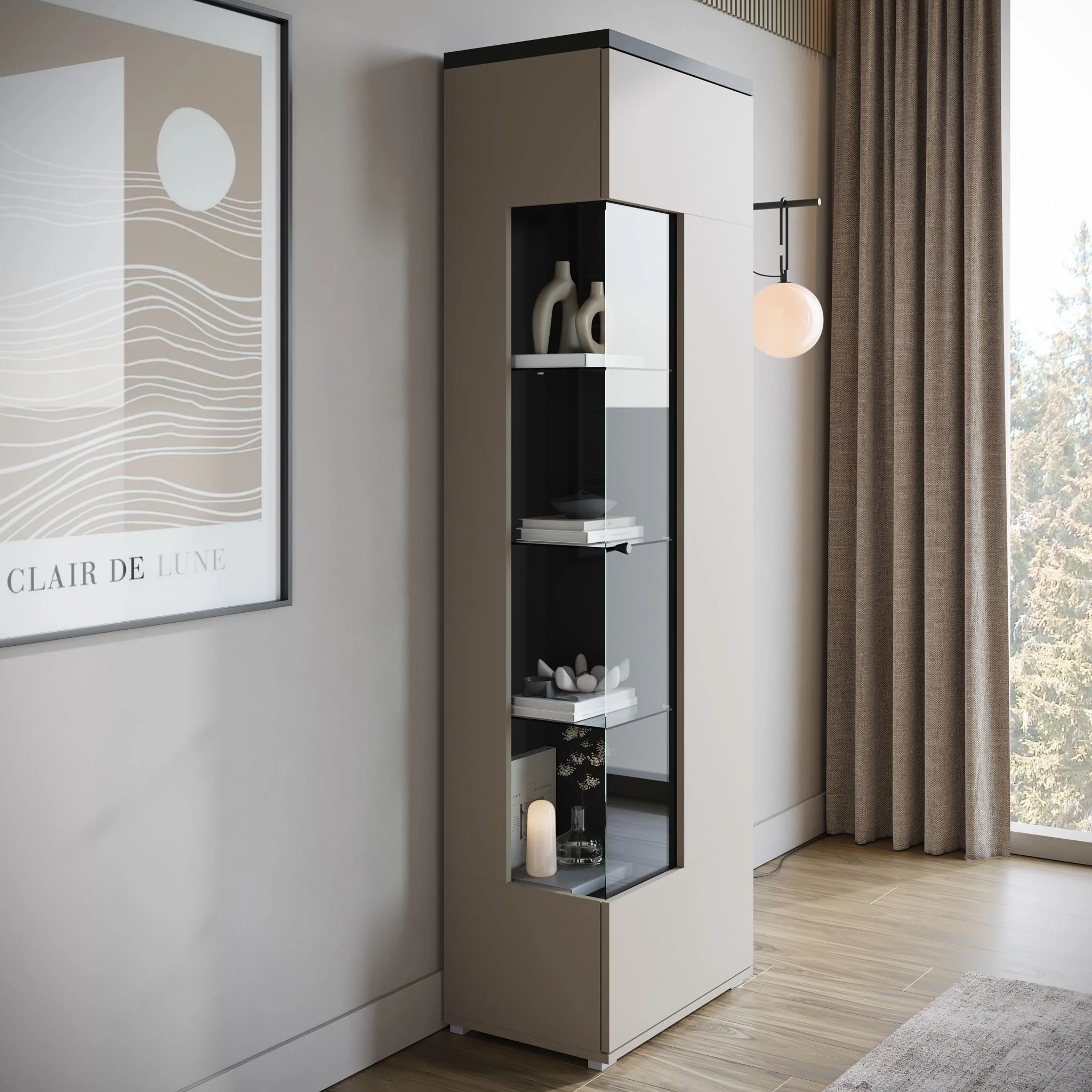 Sekai - Vitrinekast - Beige - 55x36x180 cm - Image 4