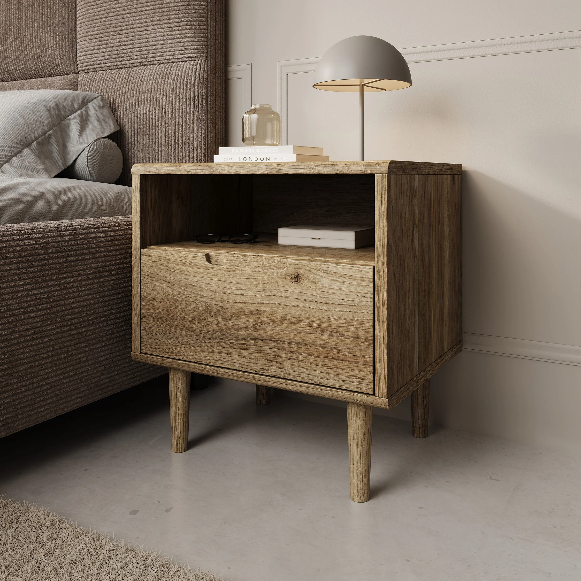 Selwood - Nachtkastje - Eikenpatroon - 55x43x58 cm
