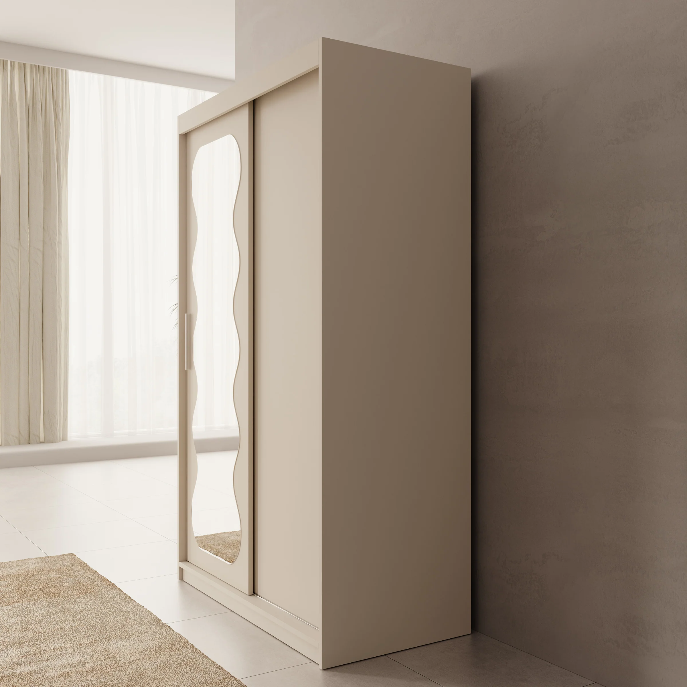Sentoji - Kledingkast met 2 schuifdeuren - Beige - 120x62x200 cm - Image 4