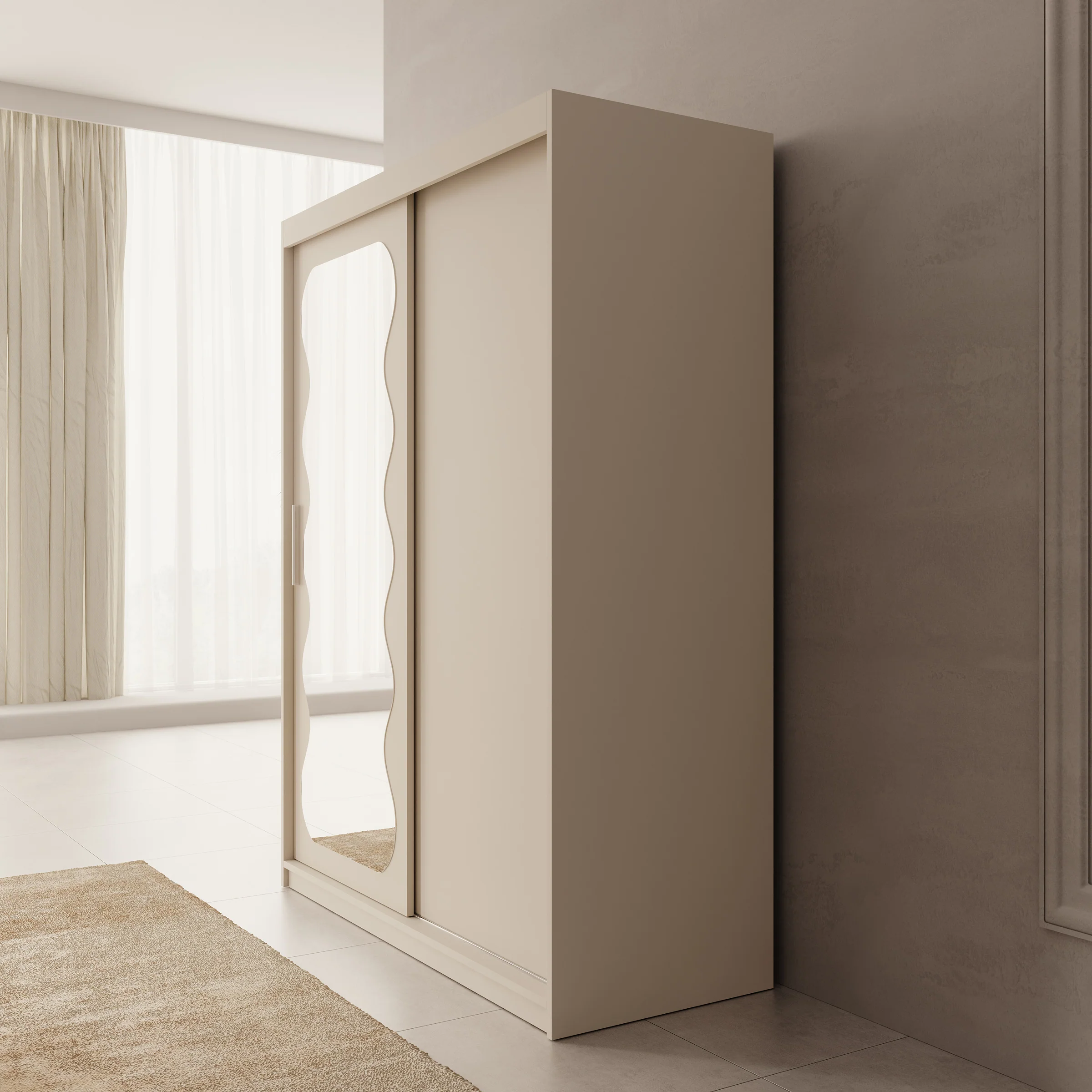 Sentoji - Kledingkast met 2 schuifdeuren - Beige - 150x62x200 cm - Image 4