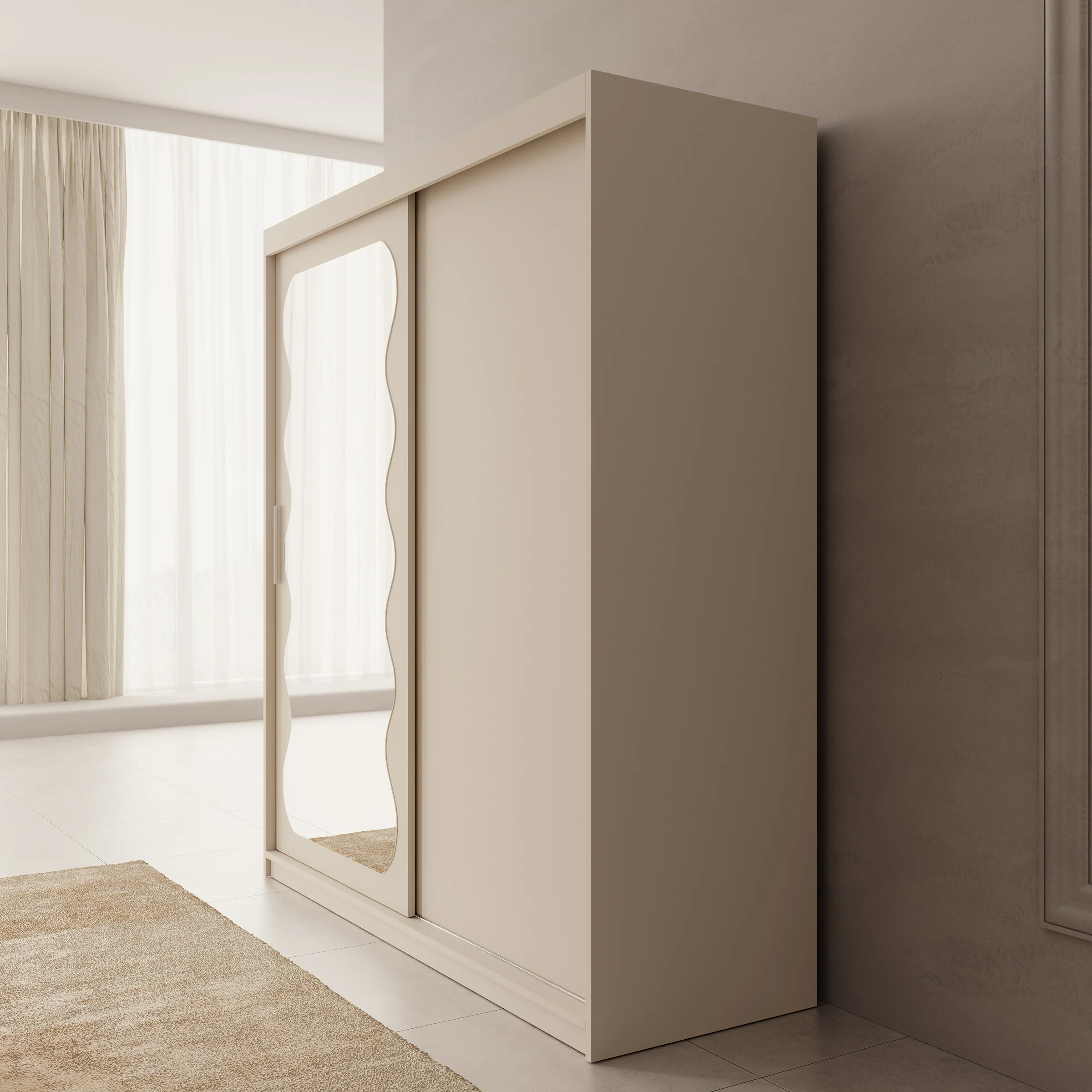 Sentoji - Kledingkast met 2 schuifdeuren - Beige - 180x62x200 cm - Image 4