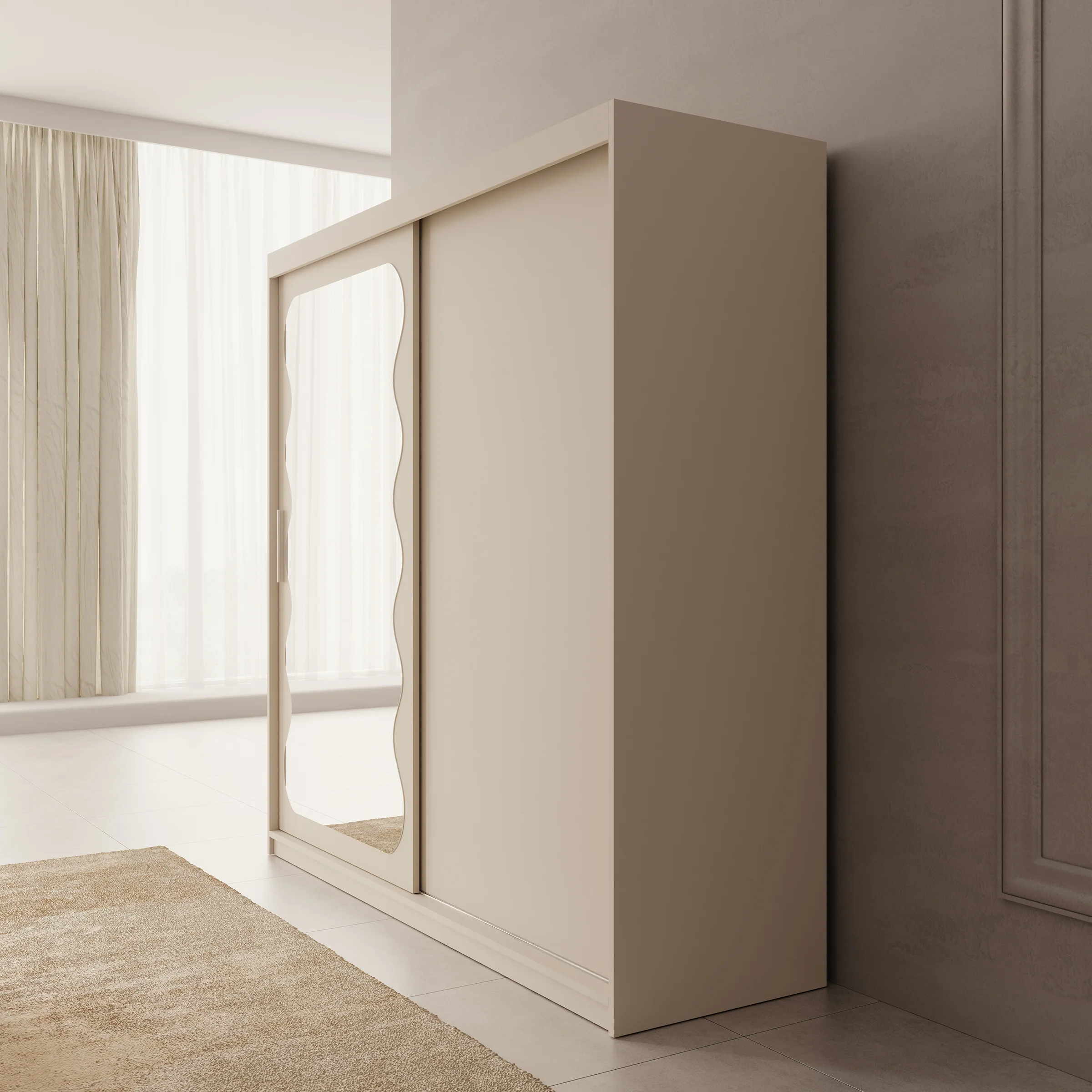 Sentoji - Kledingkast met 2 schuifdeuren - Beige - 200x62x200 cm - Image 4