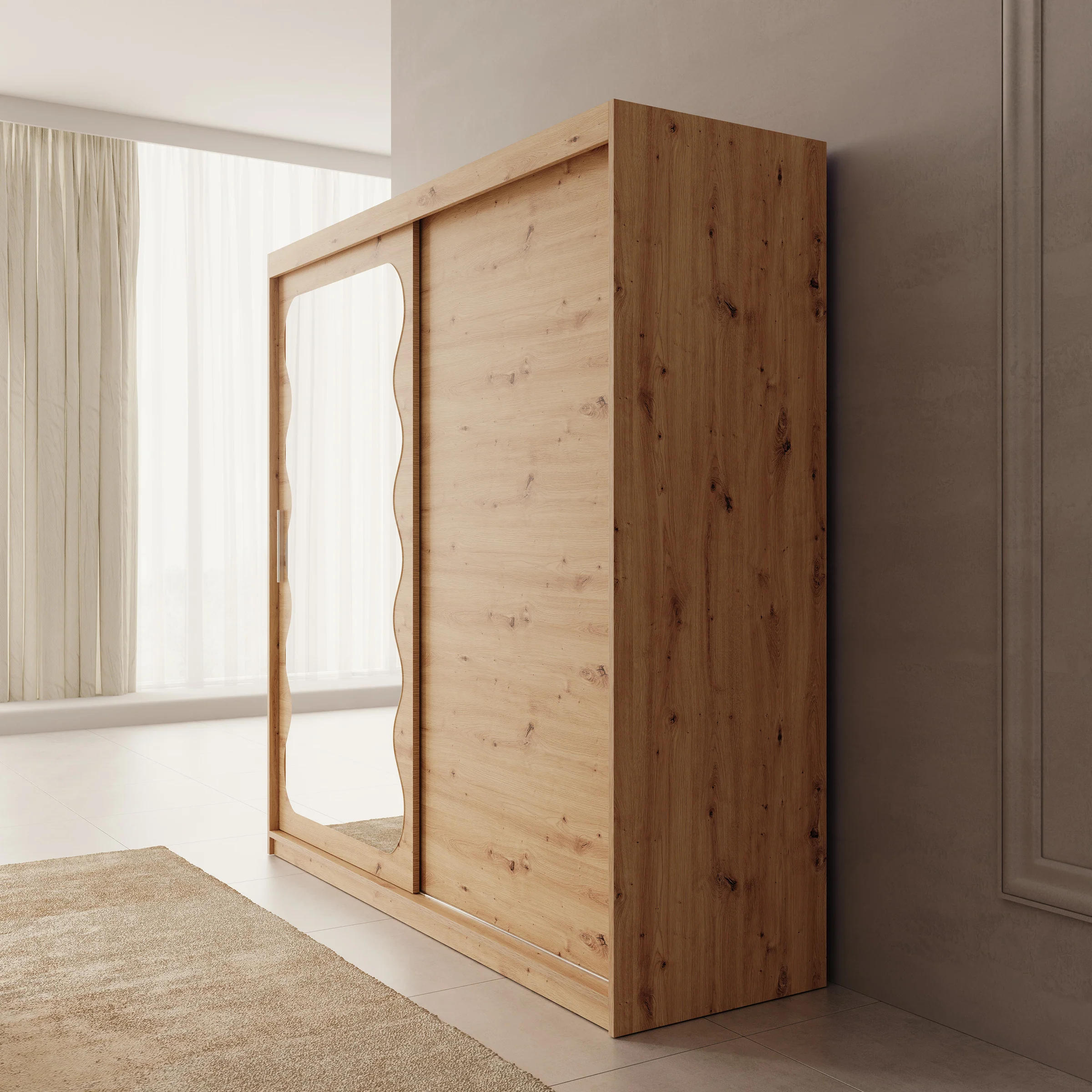 Sentoji - Kledingkast met 2 schuifdeuren - Eikenpatroon - 200x62x200 cm - Image 4