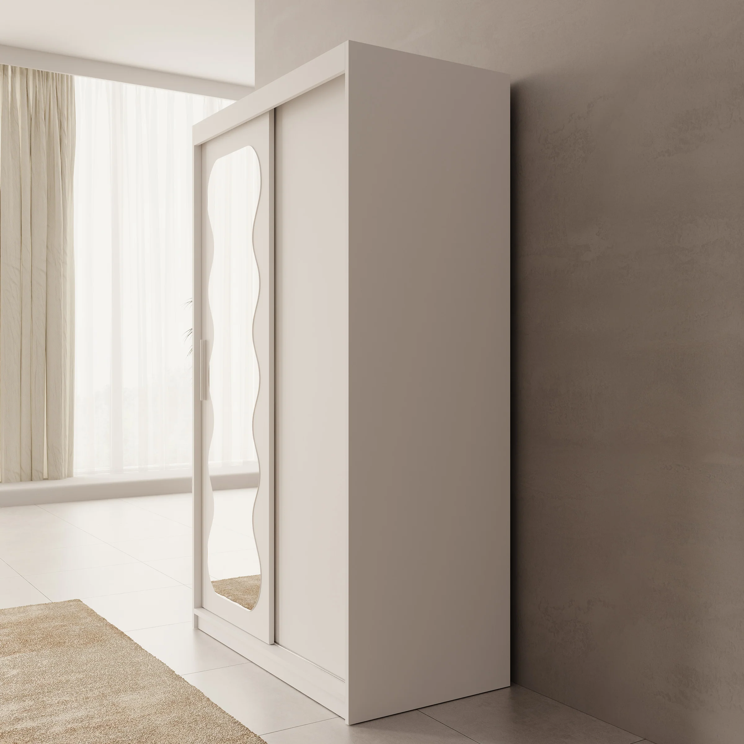 Sentoji - Kledingkast met 2 schuifdeuren - Wit - 120x62x200 cm - Image 4