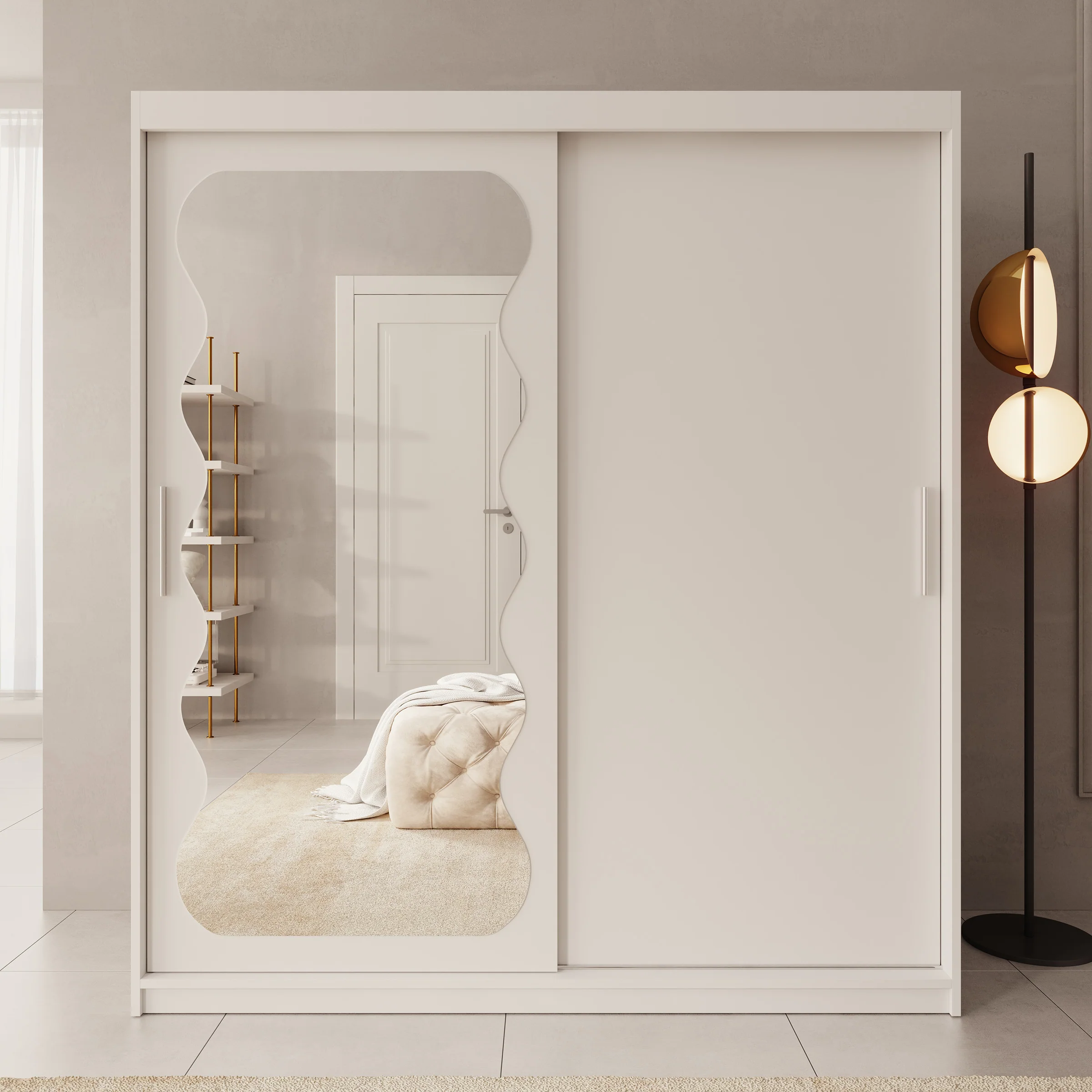 Sentoji - Kledingkast met 2 schuifdeuren - Wit - 180x62x200 cm - Image 3