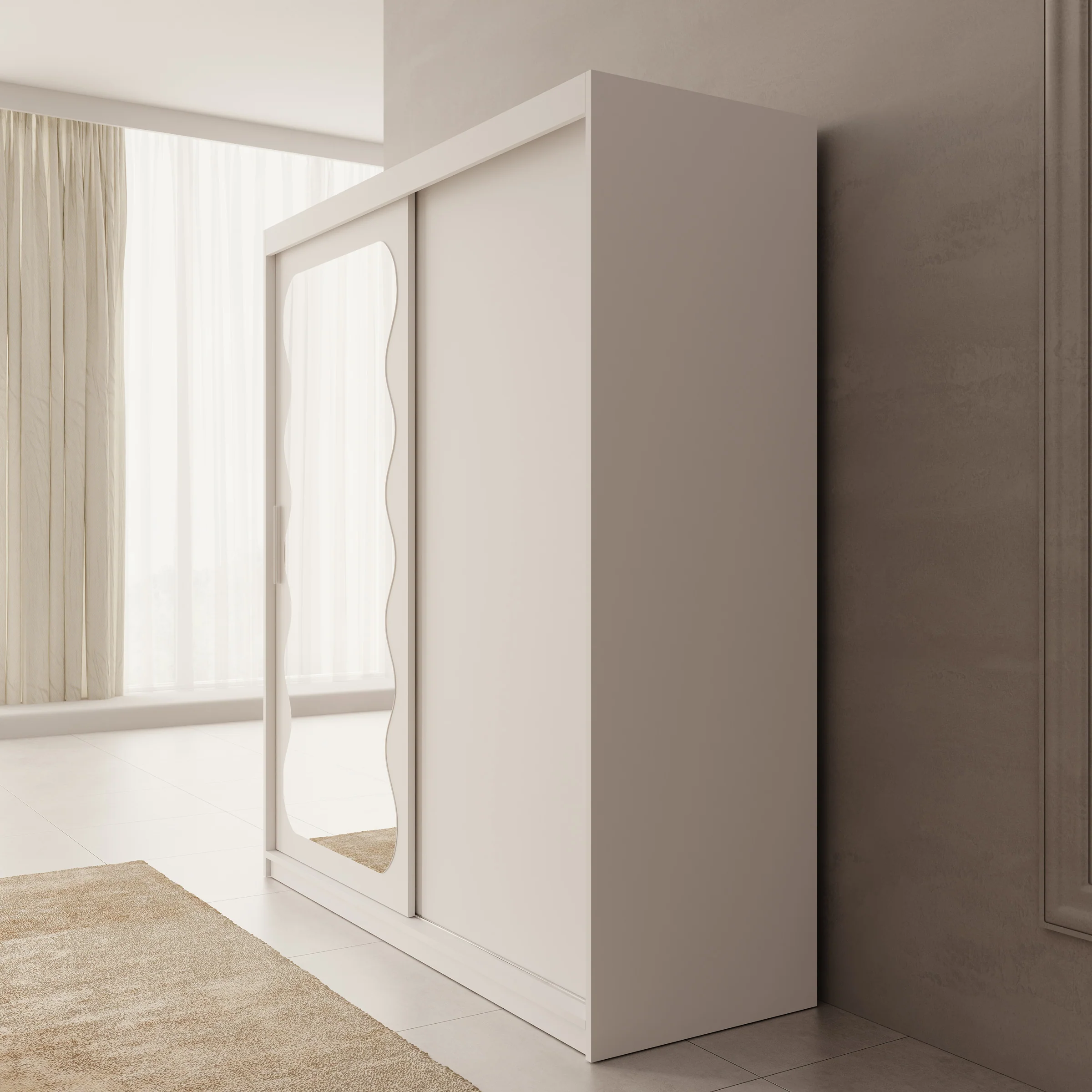 Sentoji - Kledingkast met 2 schuifdeuren - Wit - 180x62x200 cm - Image 4