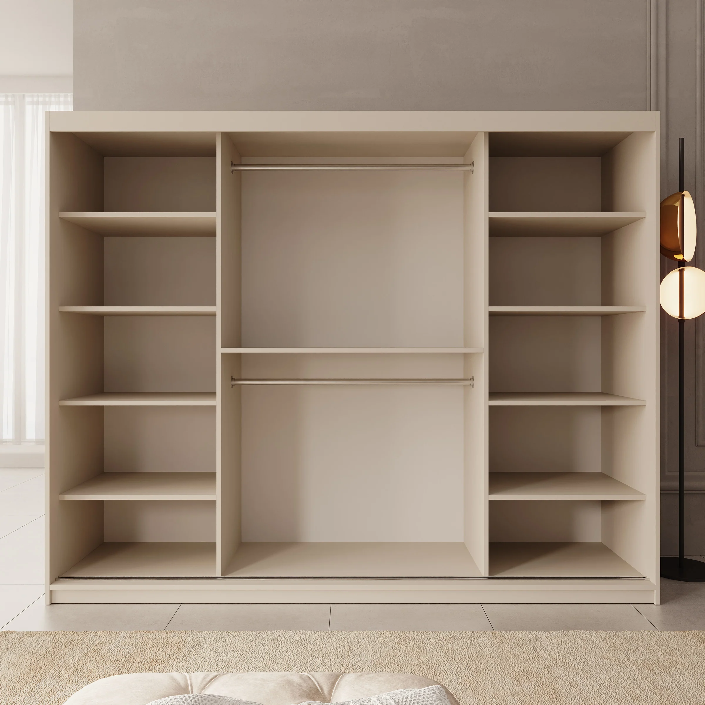 Sentoji - Kledingkast met 3 schuifdeuren - Beige - 250x62x200 cm - Image 2