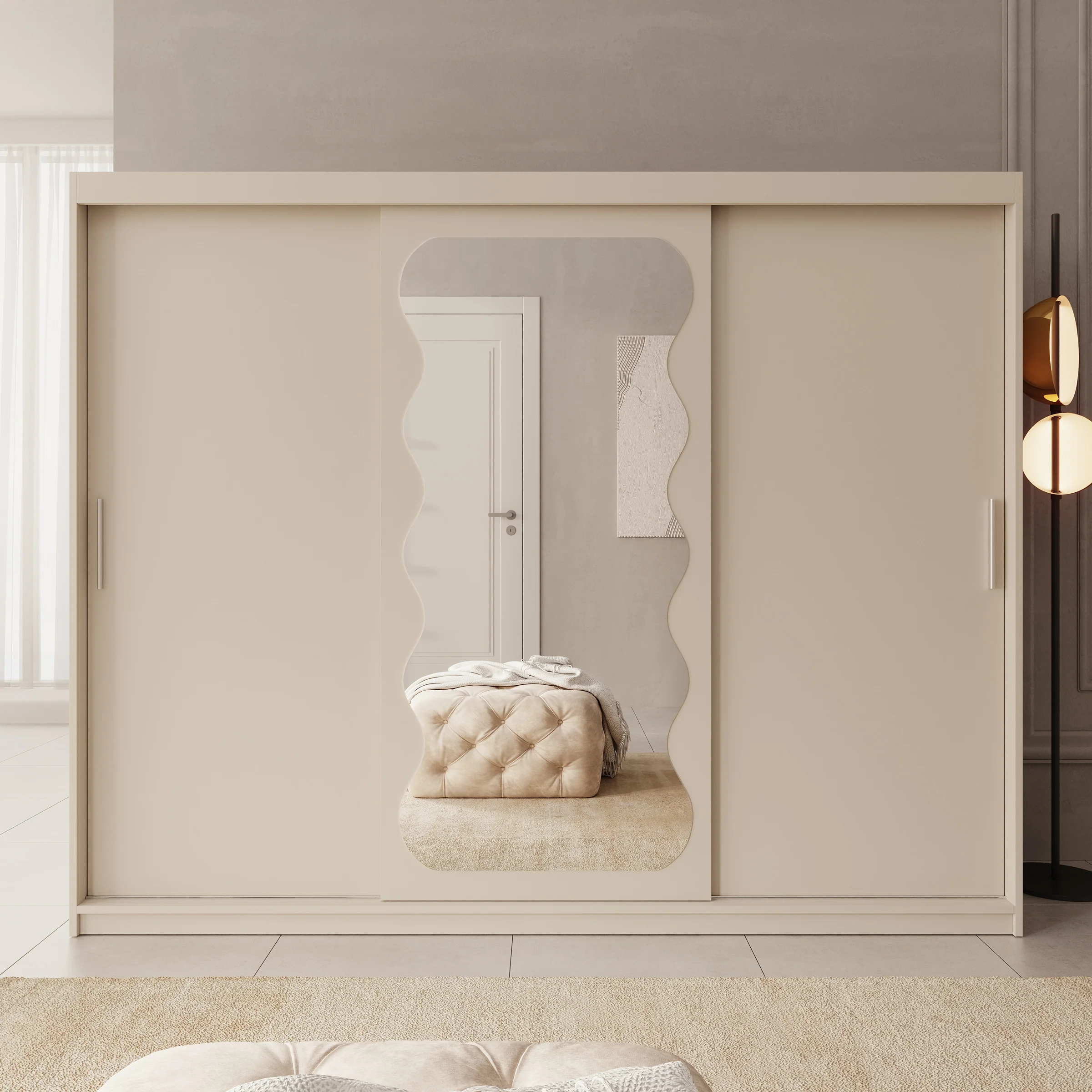 Sentoji - Kledingkast met 3 schuifdeuren - Beige - 250x62x200 cm - Image 3