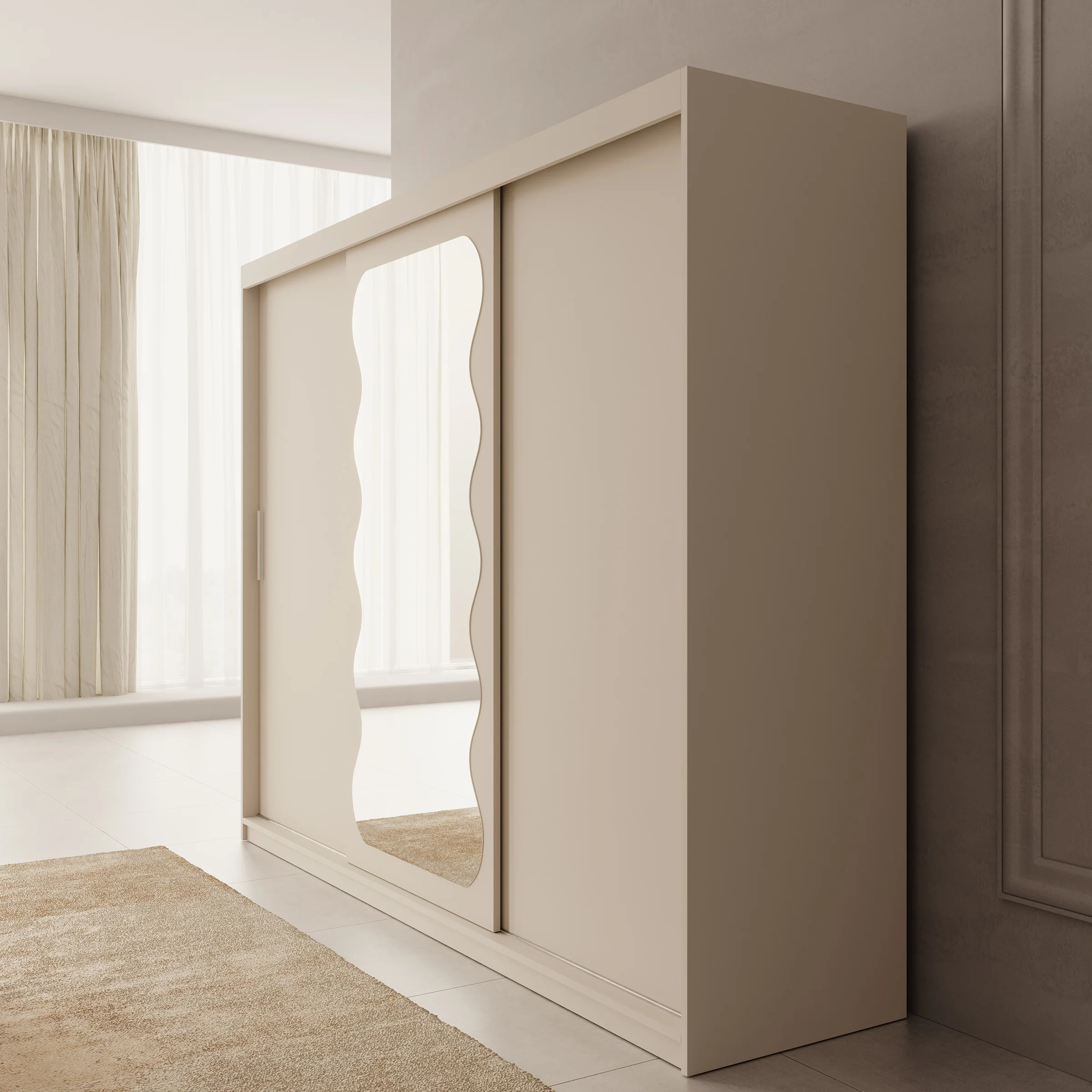 Sentoji - Kledingkast met 3 schuifdeuren - Beige - 250x62x200 cm - Image 4