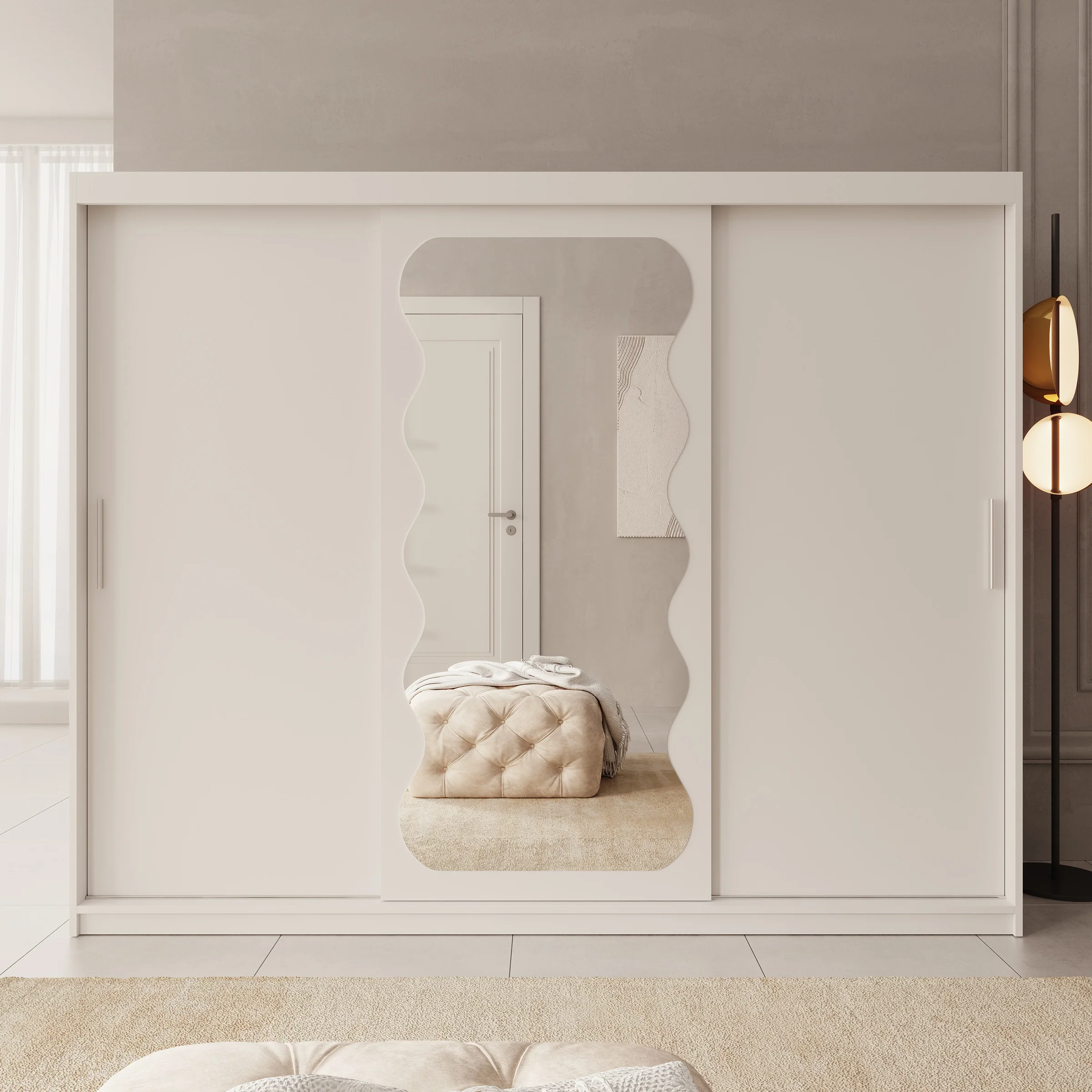 Sentoji - Kledingkast met 3 schuifdeuren - Wit - 250x62x200 cm - Image 3