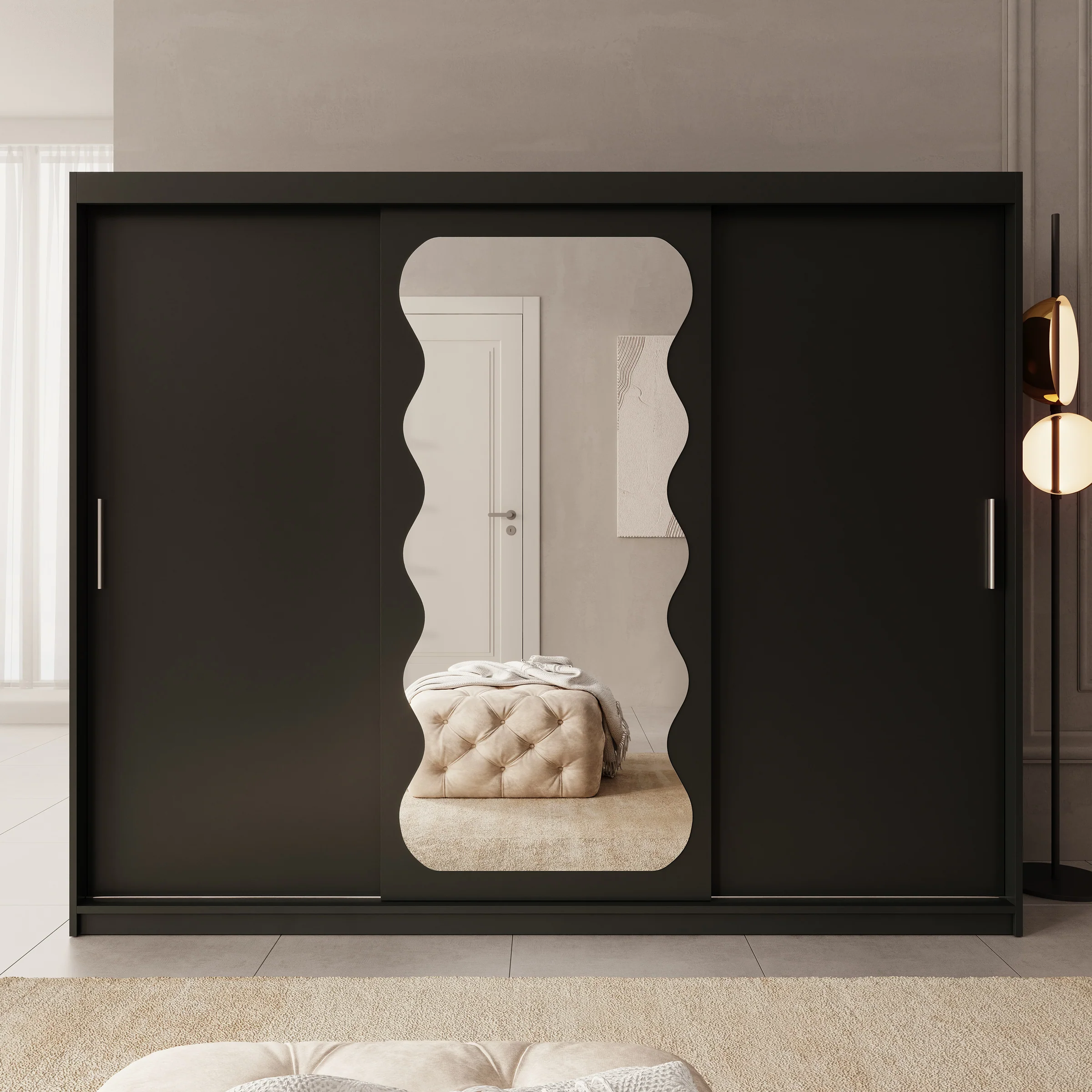 Sentoji - Kledingkast met 3 schuifdeuren - Zwart - 250x62x200 cm - Image 3