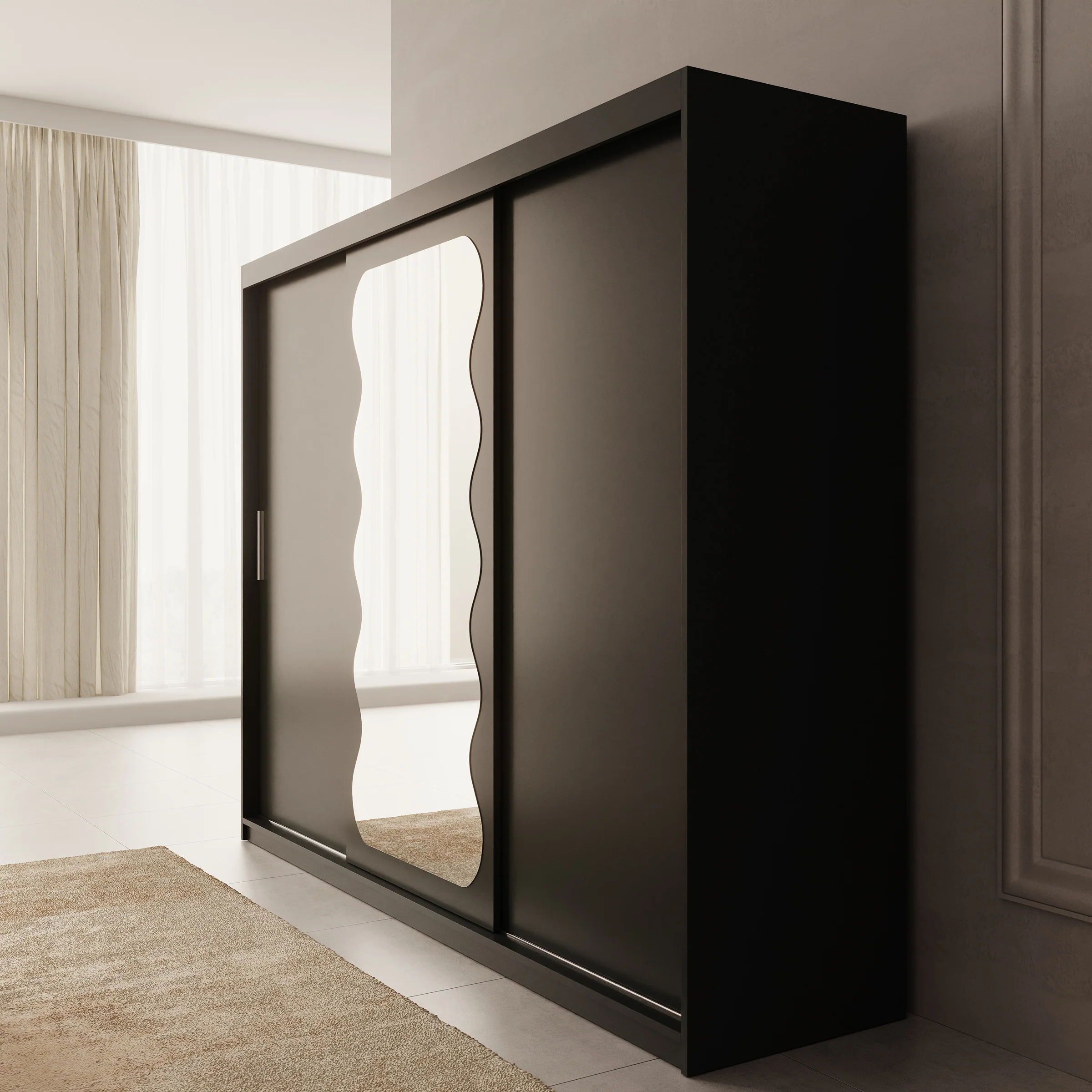 Sentoji - Kledingkast met 3 schuifdeuren - Zwart - 250x62x200 cm - Image 4