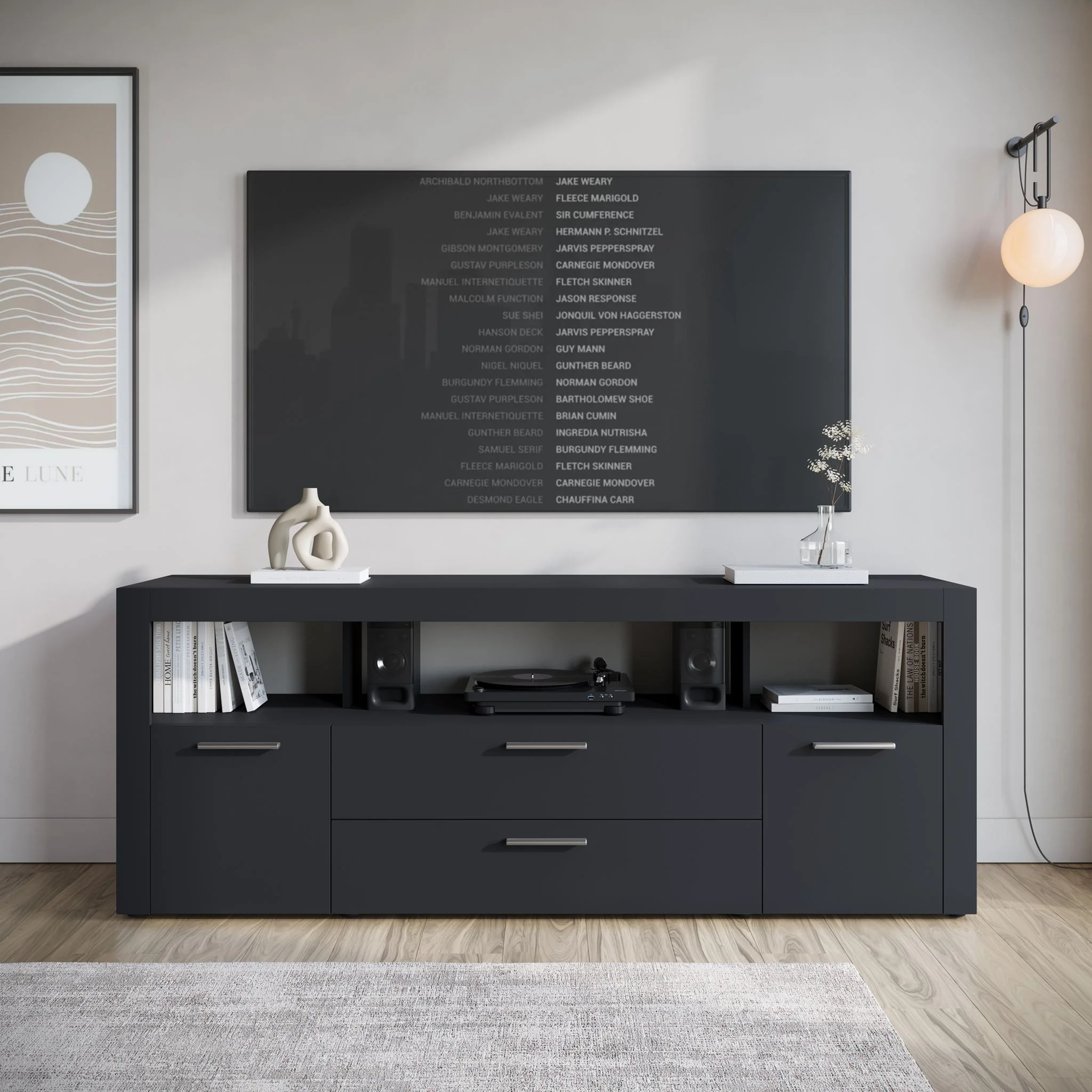 Sharon - TV-Meubel - Zwart  - 181 cm - Image 2