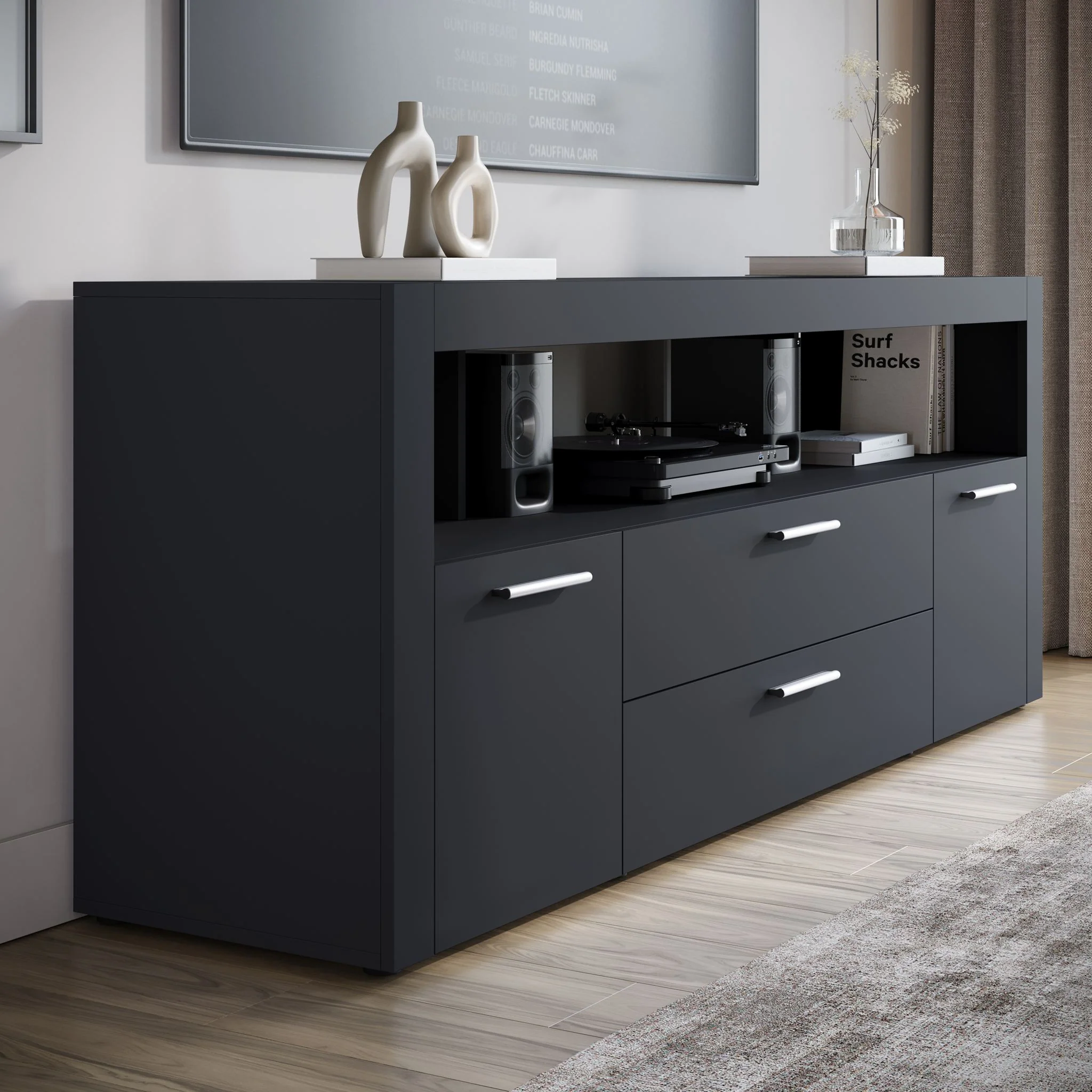 Sharon - TV-Meubel - Zwart  - 181 cm - Image 4