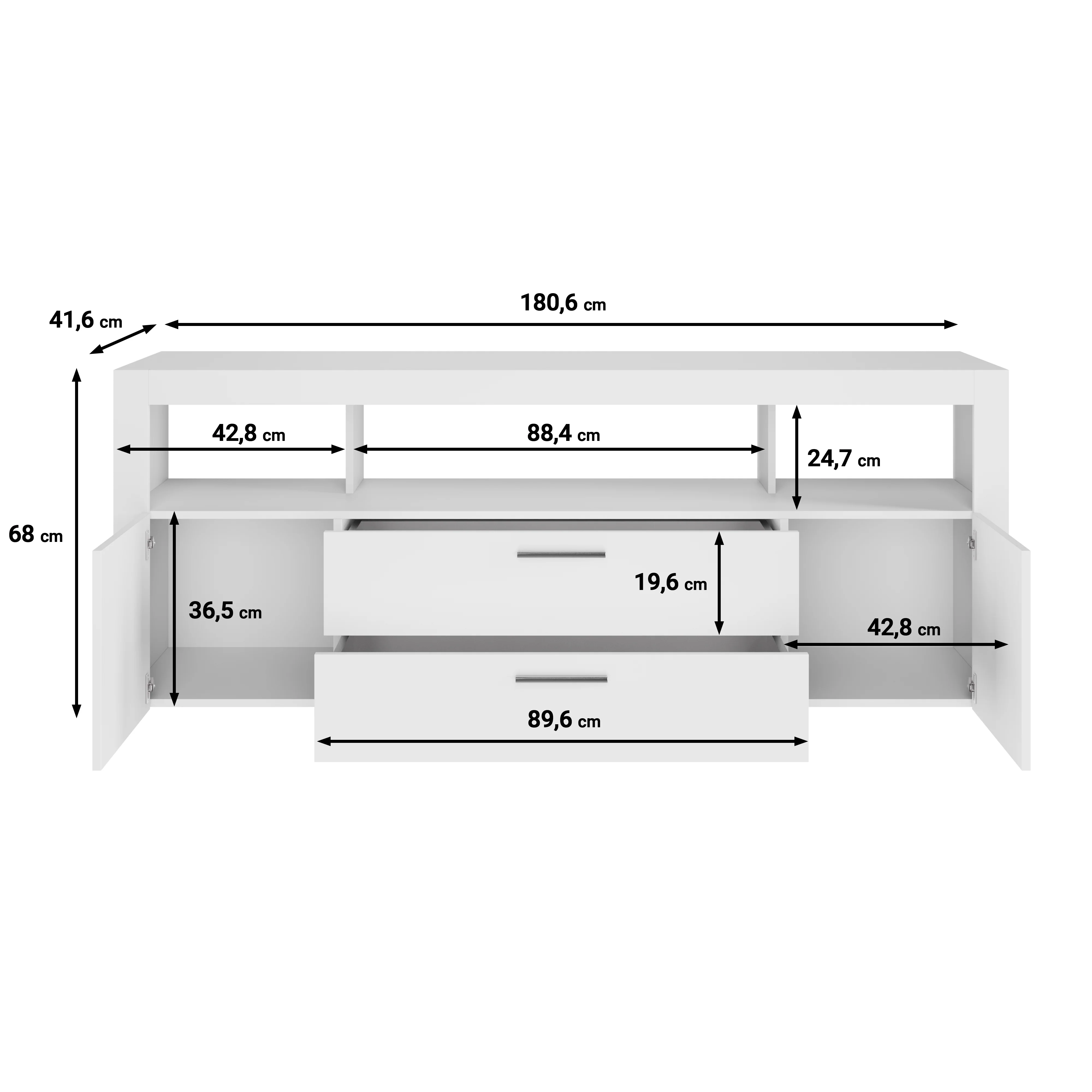 Sharon - TV-Meubel - Zwart  - 181 cm - Image 5