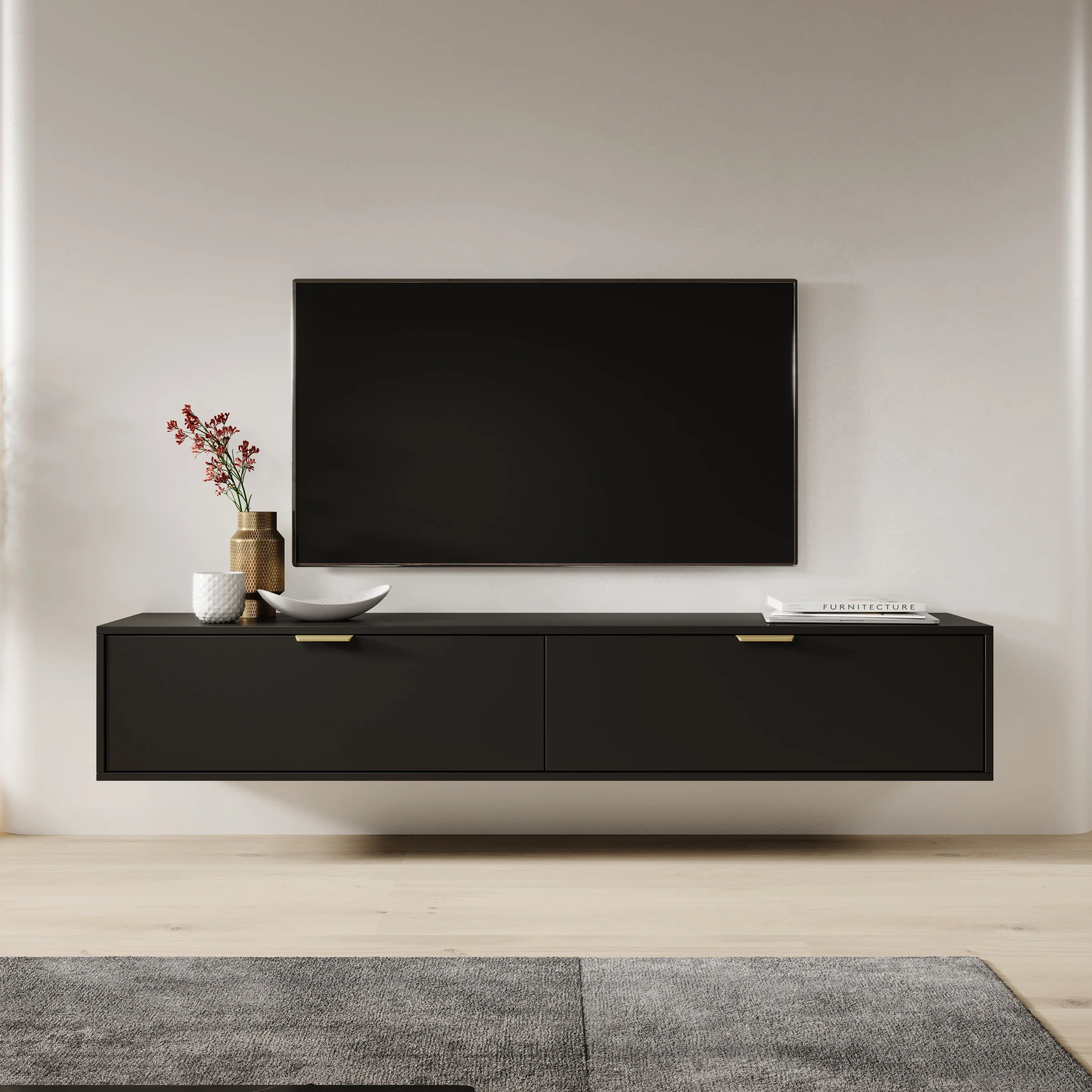 Silas - TV-Meubel - Zwart - 175x33x35cm - Image 3