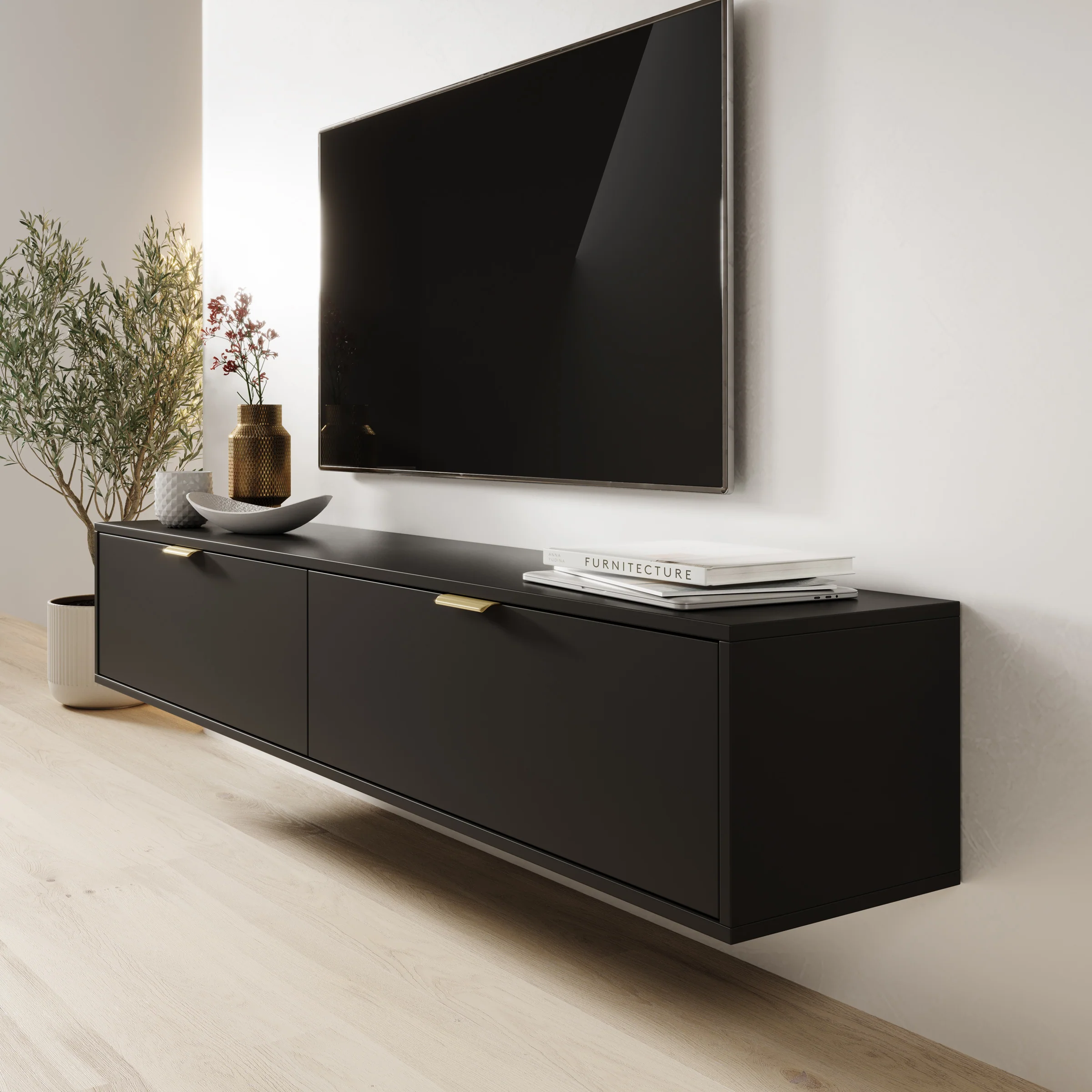 Silas - TV-Meubel - Zwart - 175x33x35cm - Image 4