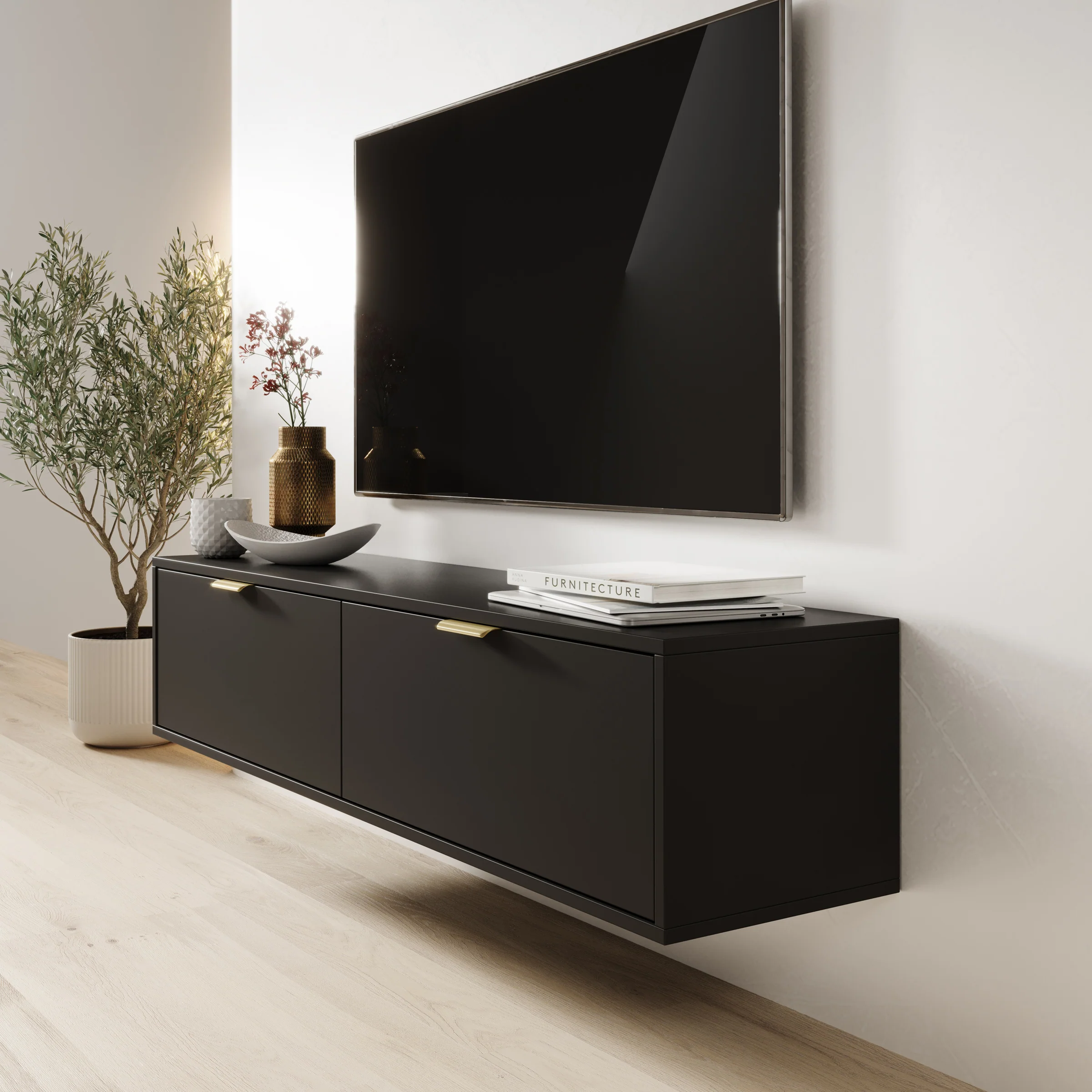 Silas - TV-Meubel - Zwart - 140x33x35 cm - Image 4