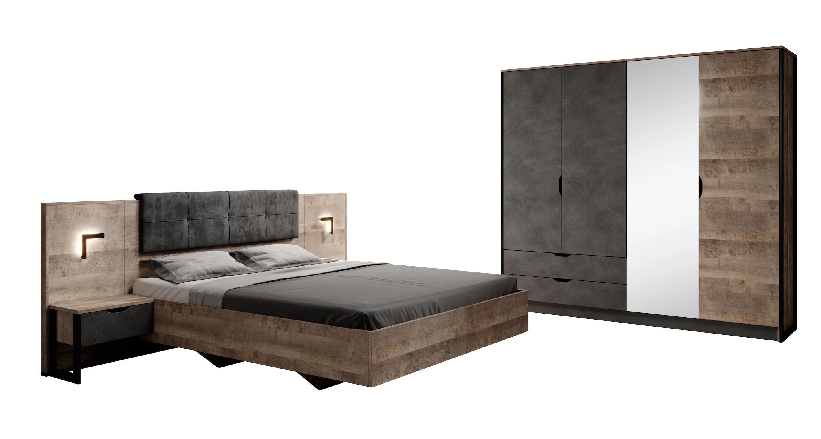 Acasia - Slaapkamer - Grijs/Eiken - 160x200 cm - Image 7