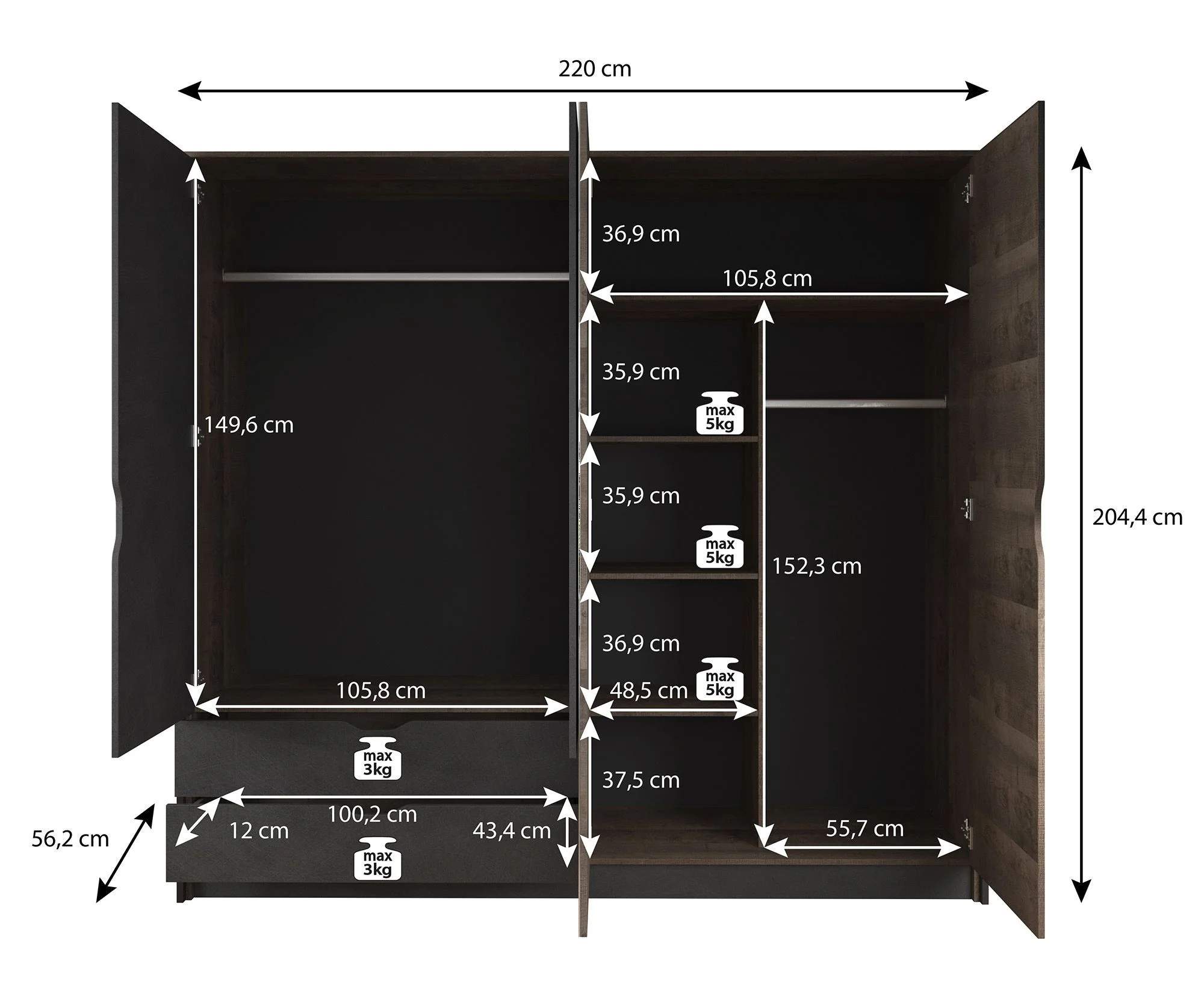 Acasia - Slaapkamer - Grijs/Eiken - 160x200 cm - Image 8