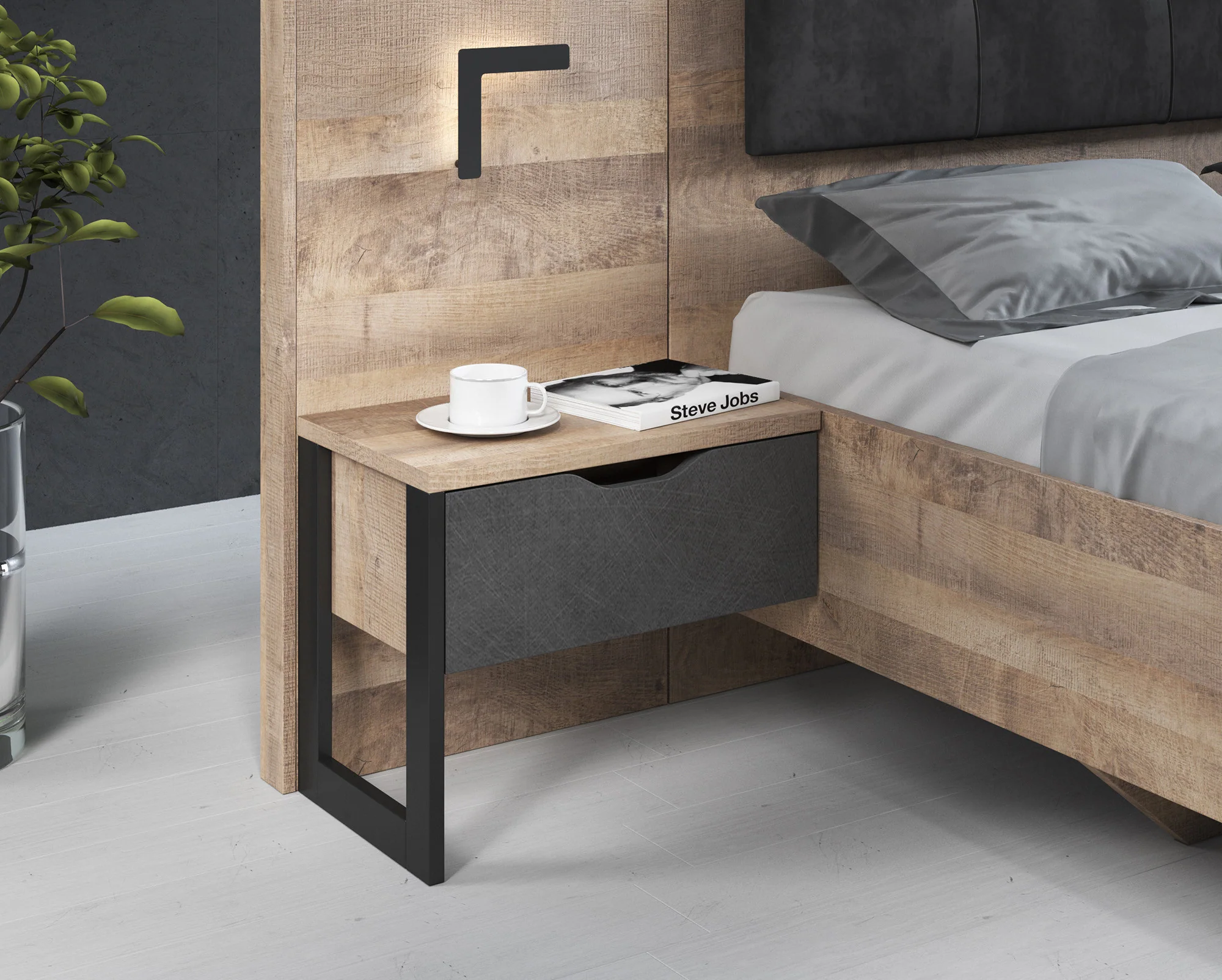 Acasia - Slaapkamer - Grijs/Eiken - 160x200 cm - Image 9
