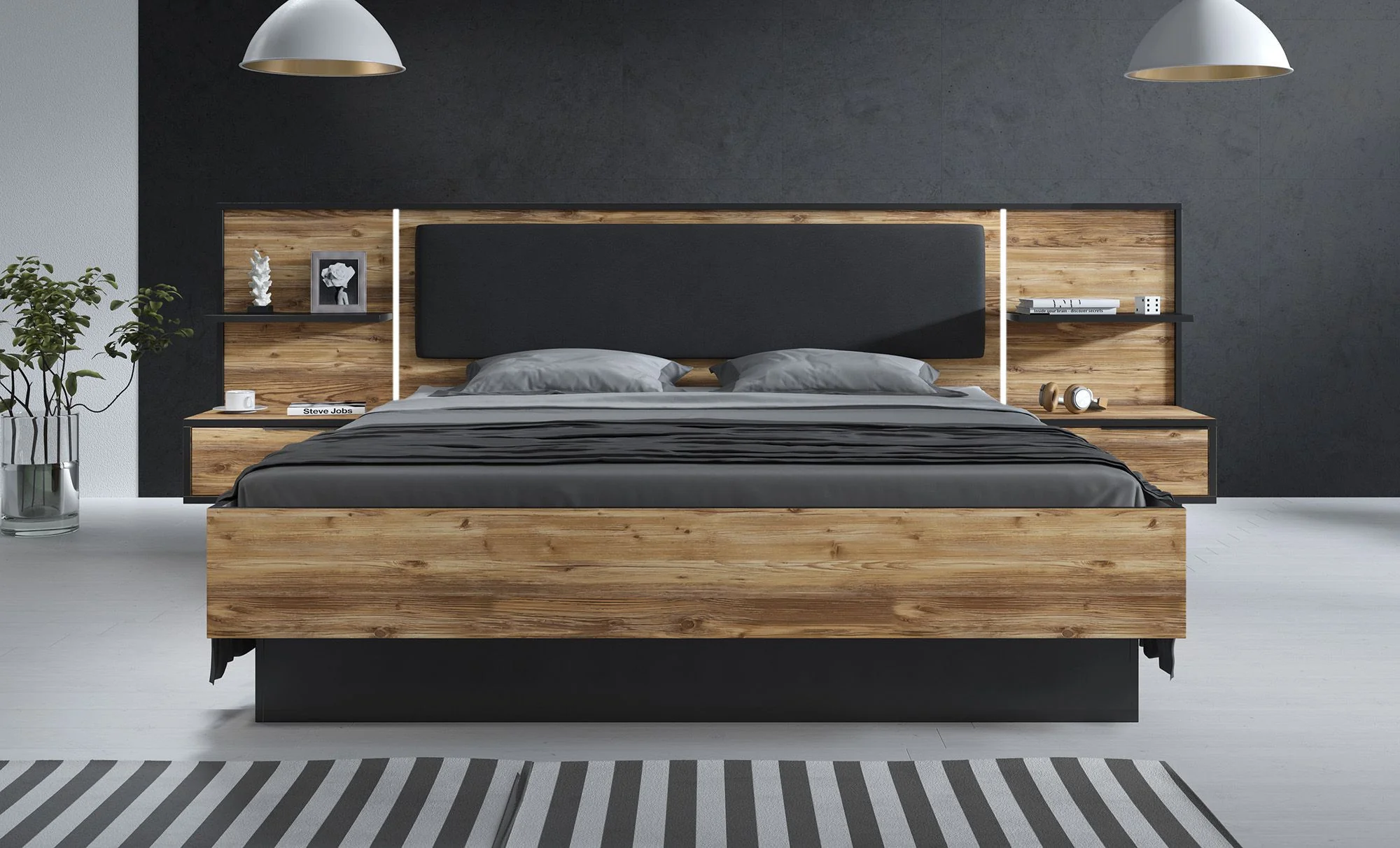 Jacob 2 - Slaapkamer - Zwart/Eiken - 180x200 cm - Groot - Image 5