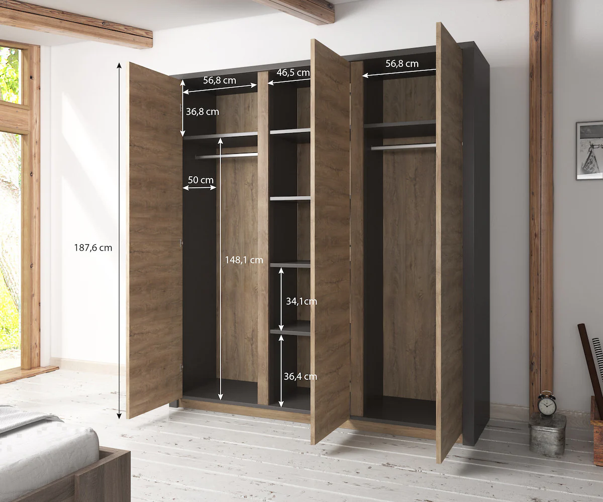 Monaco - Slaapkamer - Eiken/Grijs - 160x200 cm - Groot - Image 8