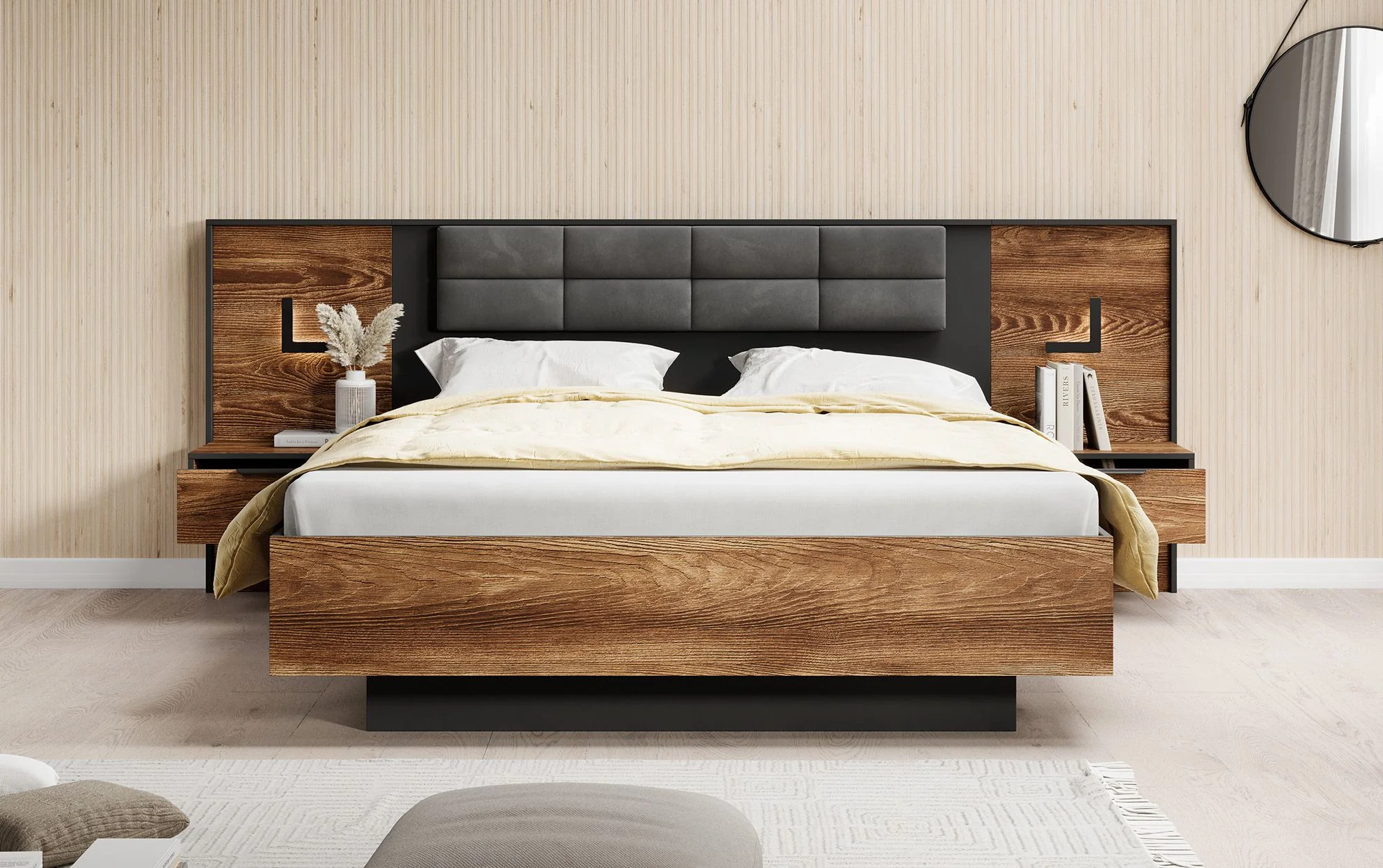 Mulvey - Slaapkamer - Eiken/Antraciet - 160x200 cm - Image 3