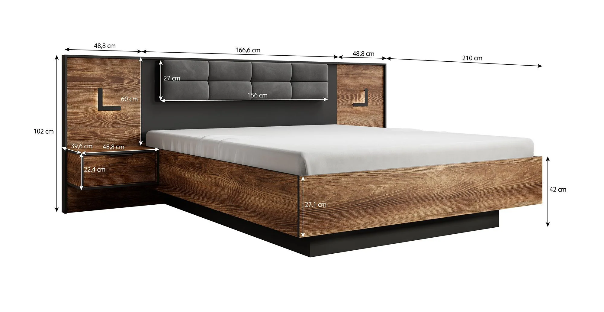 Mulvey - Slaapkamer - Eiken/Antraciet - 160x200 cm - Image 5
