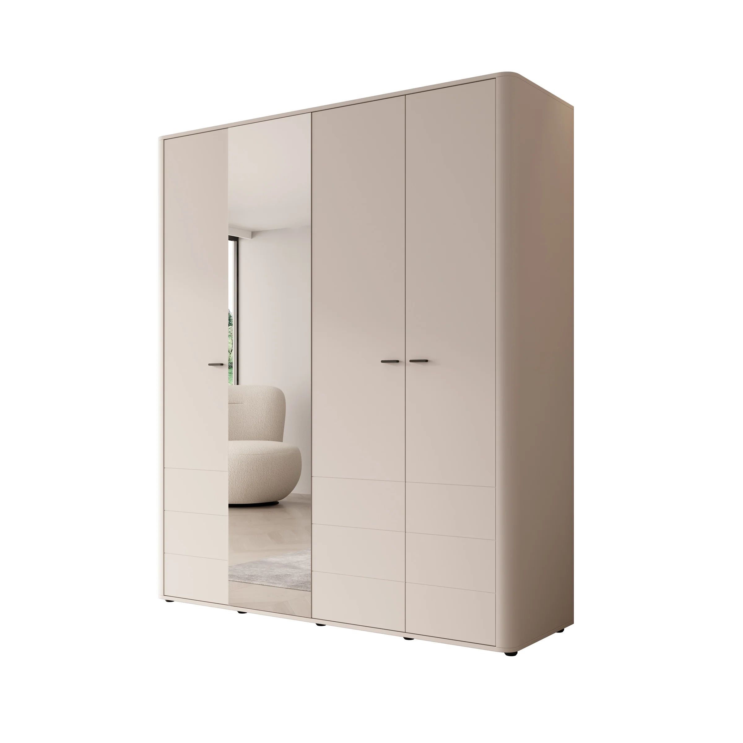 Sorello - Kledingkast 4 deurs - Beige - 180x56x211 cm - Image 6