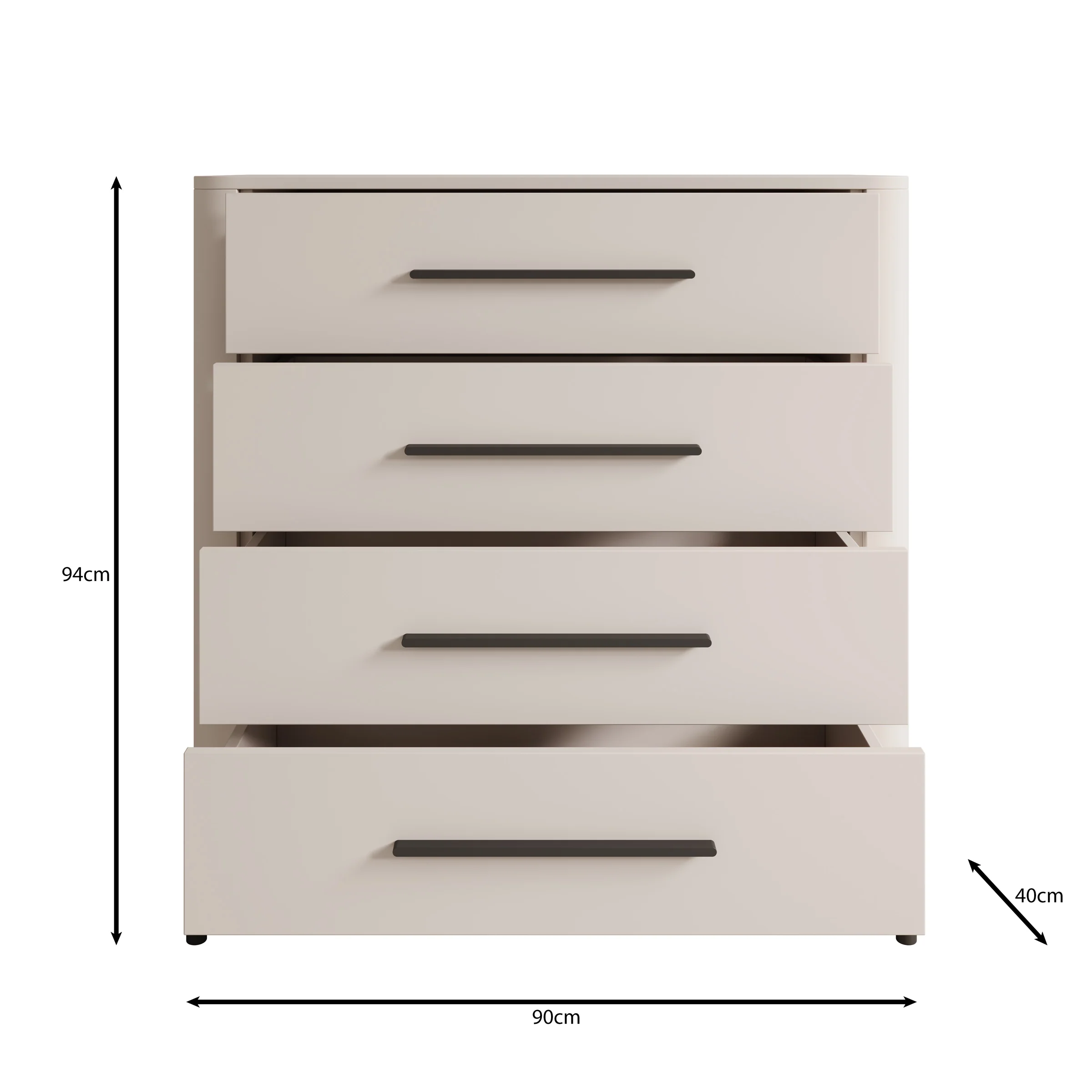 Sorello - Ladekast met 4 lades - Beige - 90x40x94 cm - Image 6