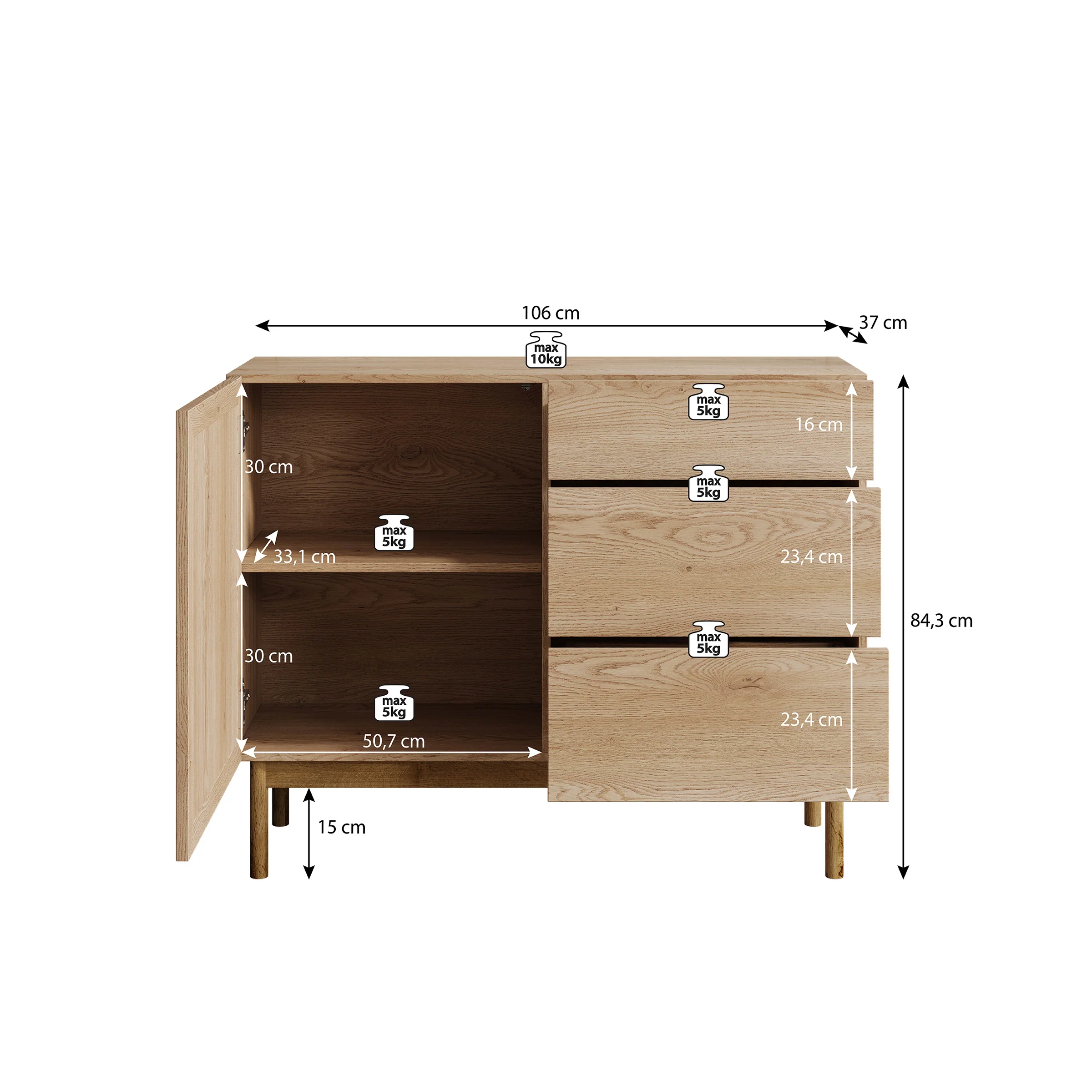 Storm 2 - Dressoir - Eiken - 106x37x84 cm - Image 5