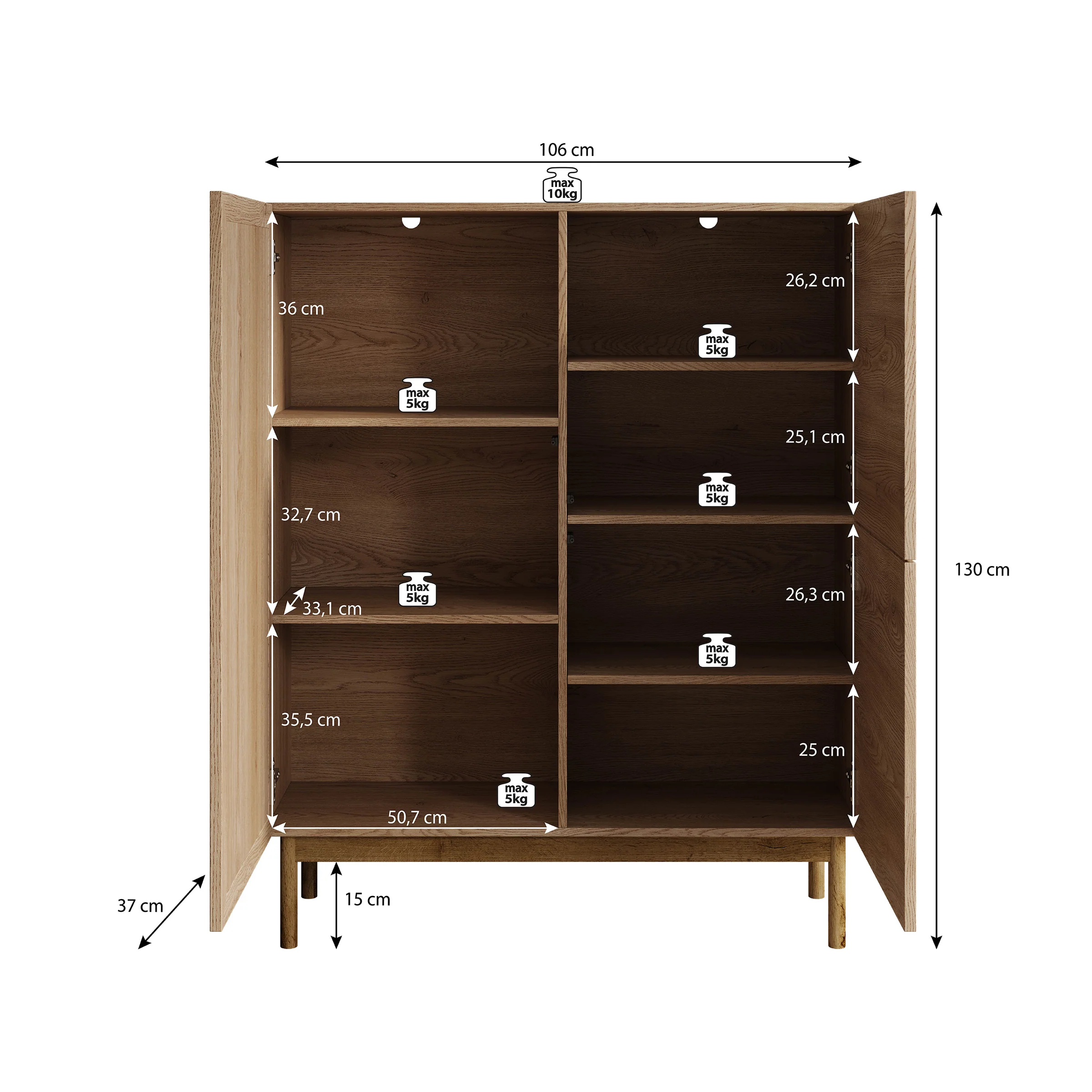 Storm - Dressoir - Eiken - 106x37x130 cm - Image 5