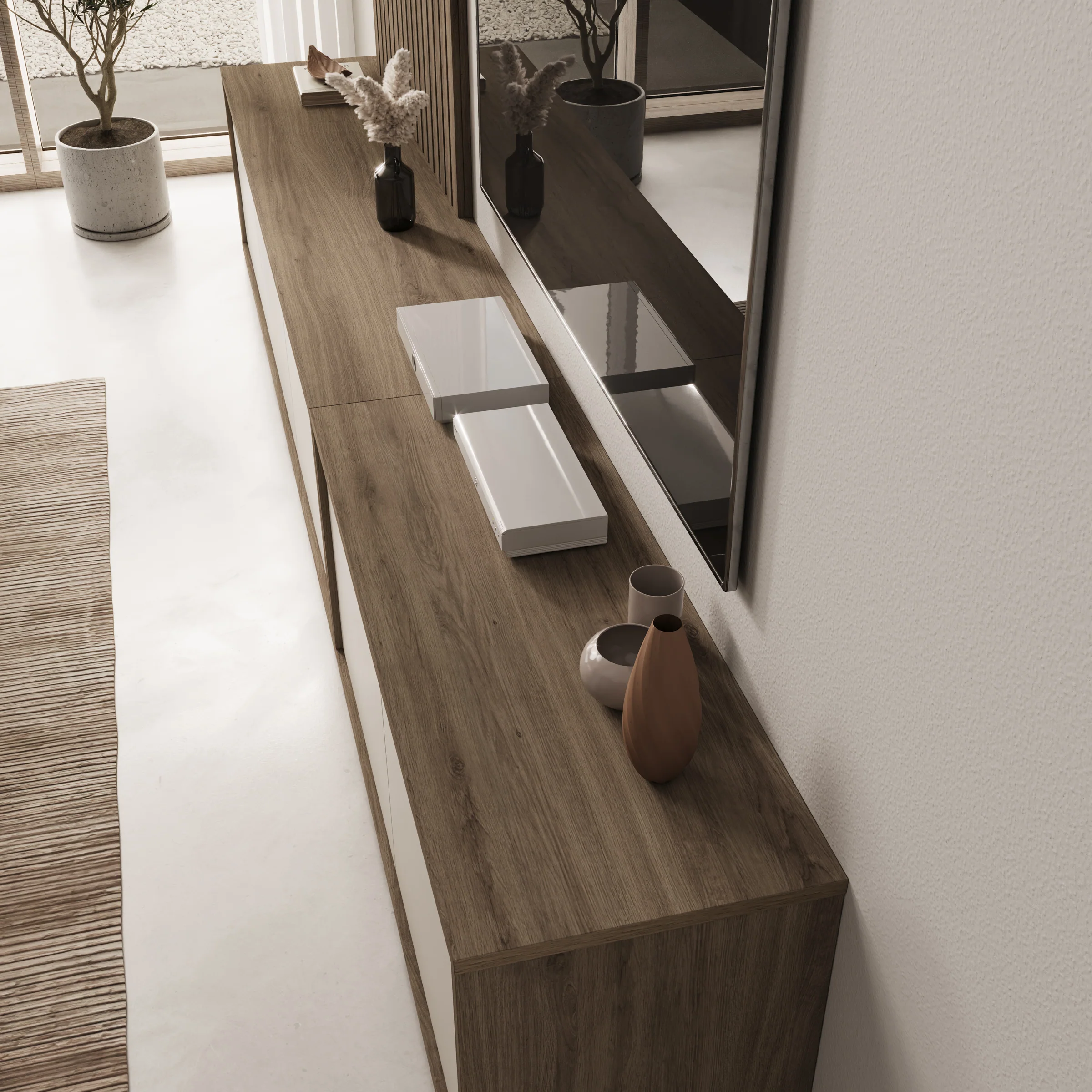 Sundra - Wandmeubel - Beige/Eiken - 300x42x190 cm - Image 5