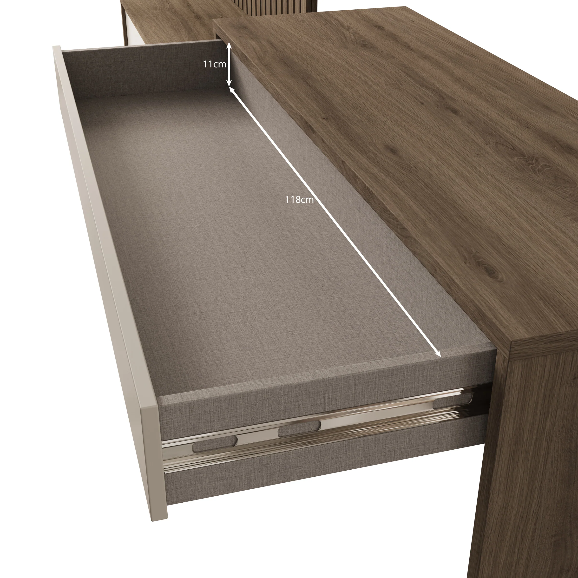 Sundra - Wandmeubel met bureau - Beige/Eiken - 300x42x190 cm - Image 7