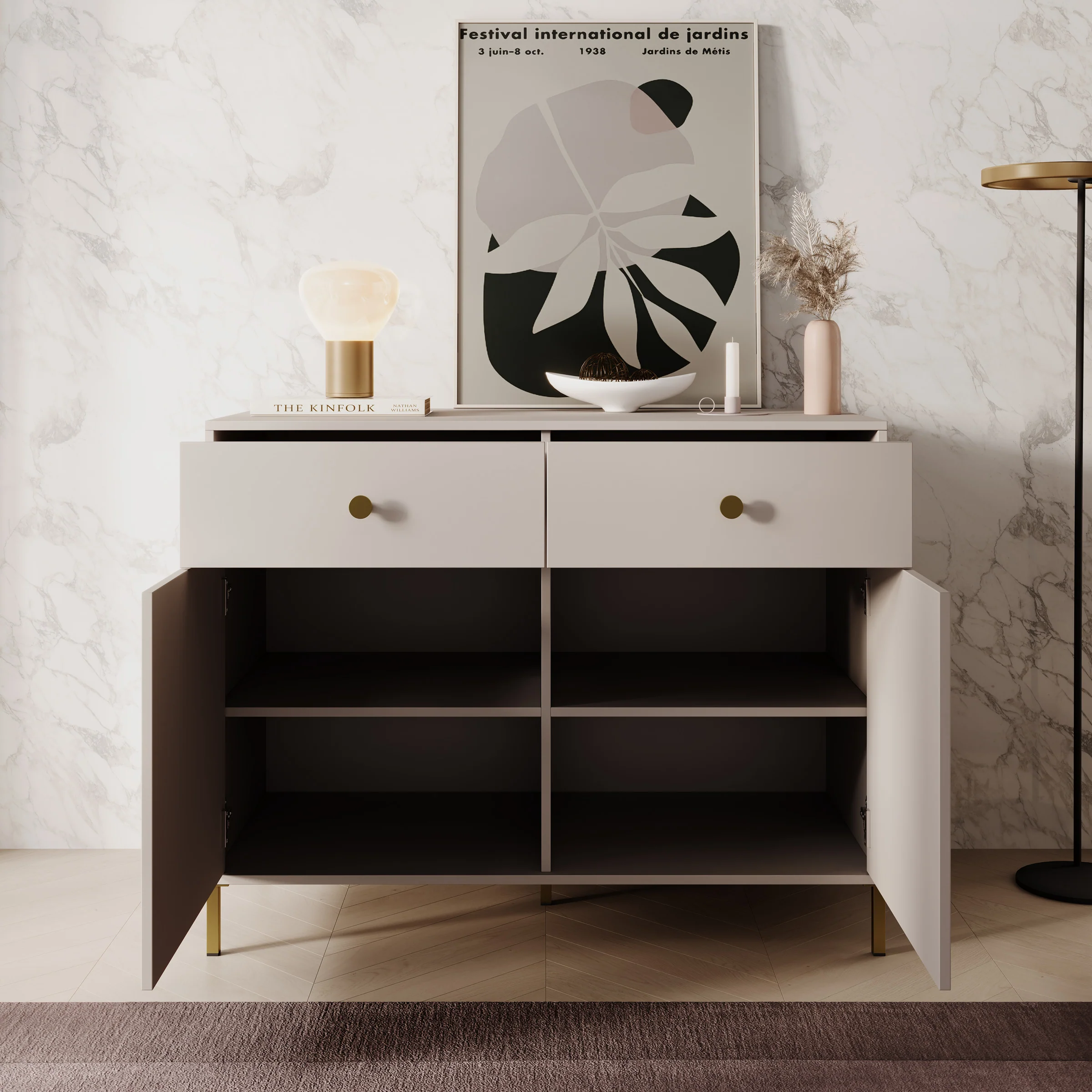 Syran - Dressoir - Beige - 114x42x90 cm - Image 2