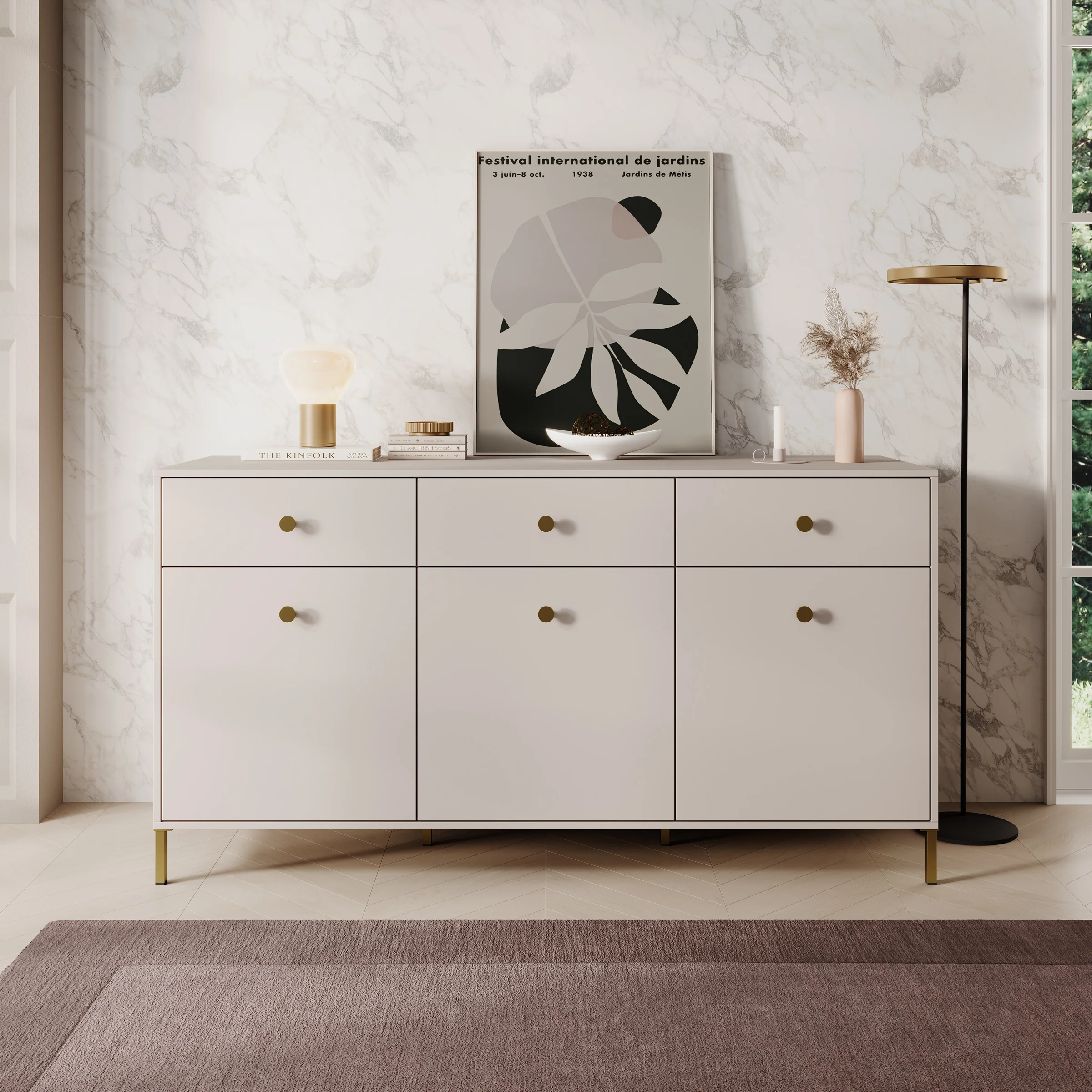 Syran - Dressoir - Beige - 168x42x90 cm - Image 3