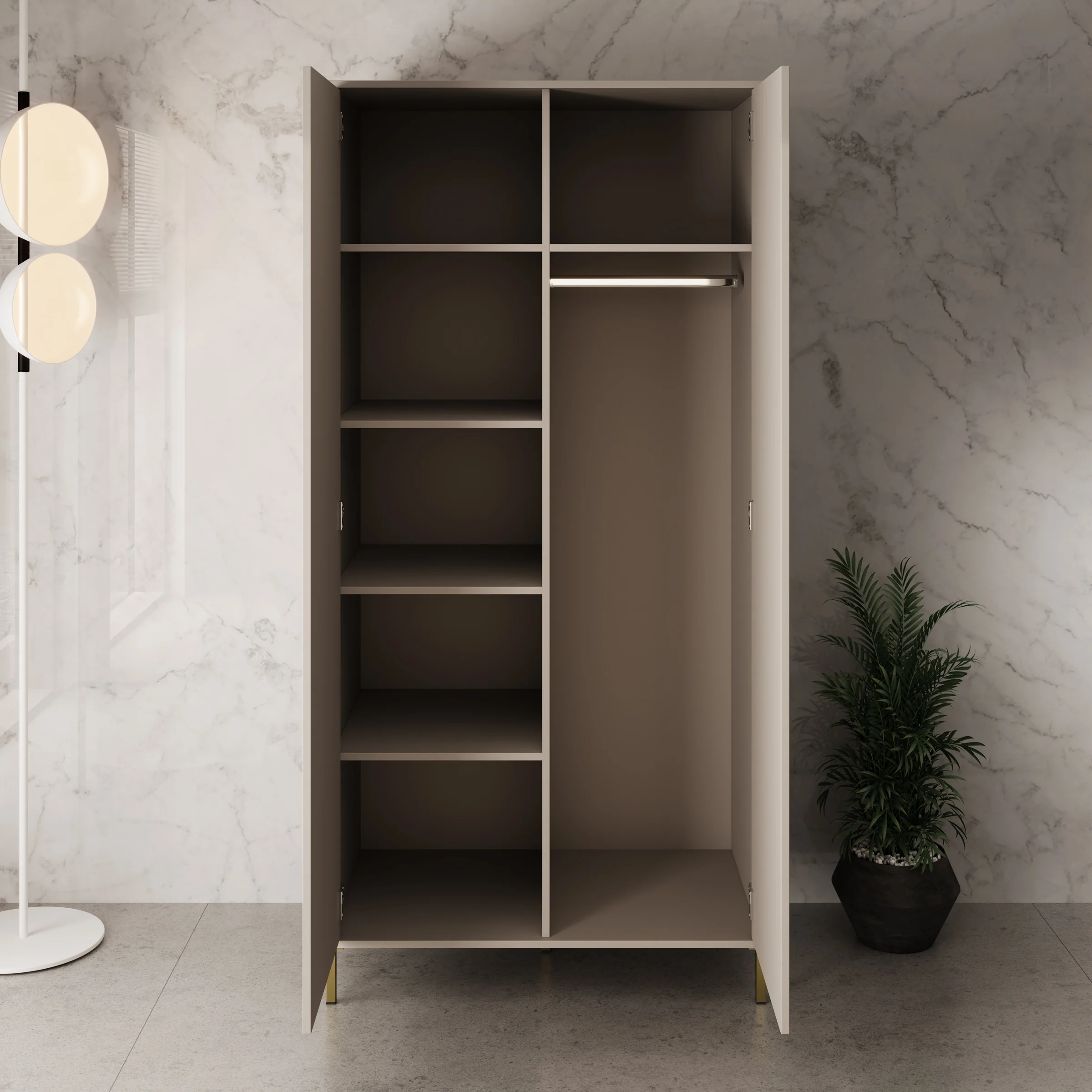 Syran - Kledingkast 2 deurs - Beige - 94x56x196 cm - Image 2