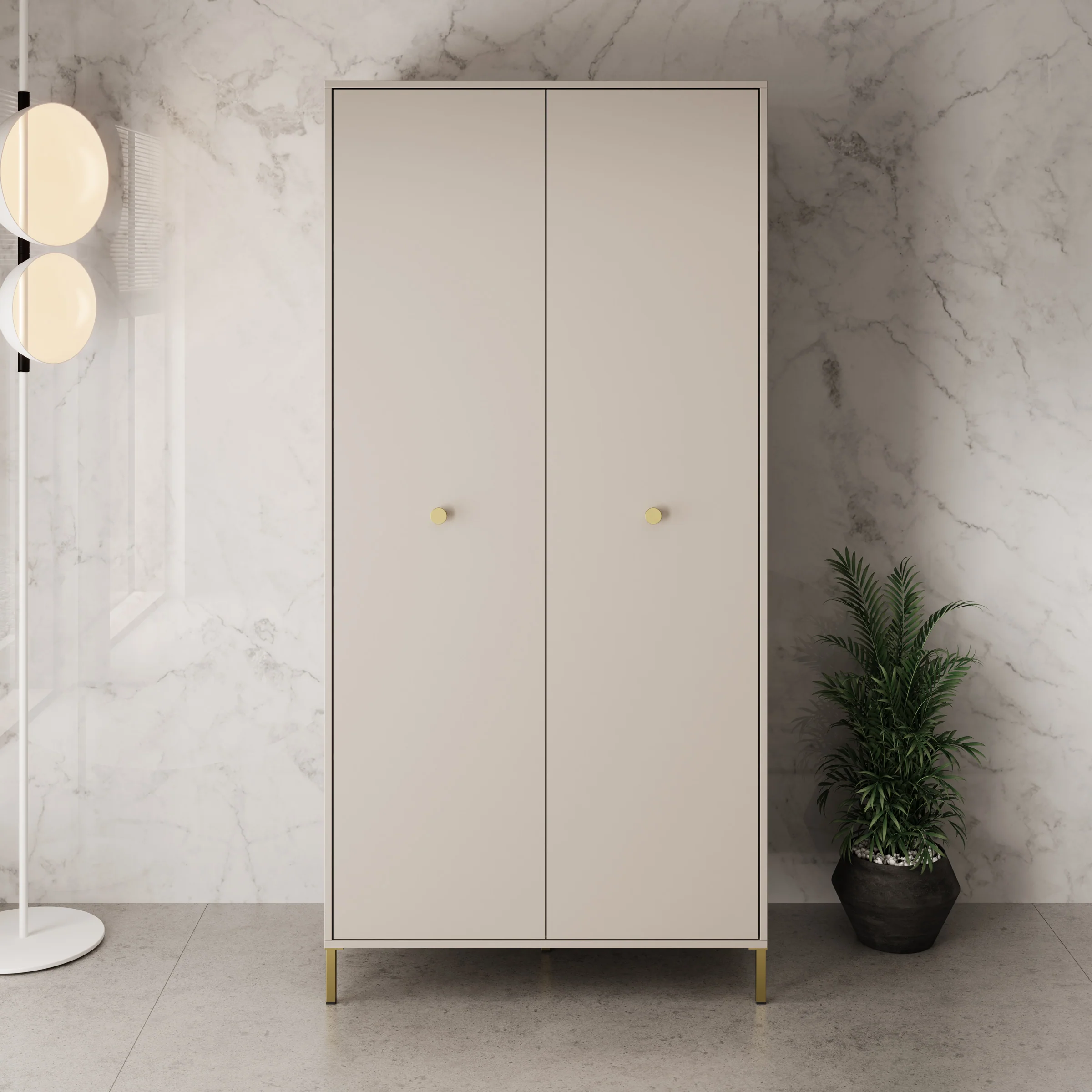 Syran - Kledingkast 2 deurs - Beige - 94x56x196 cm - Image 3