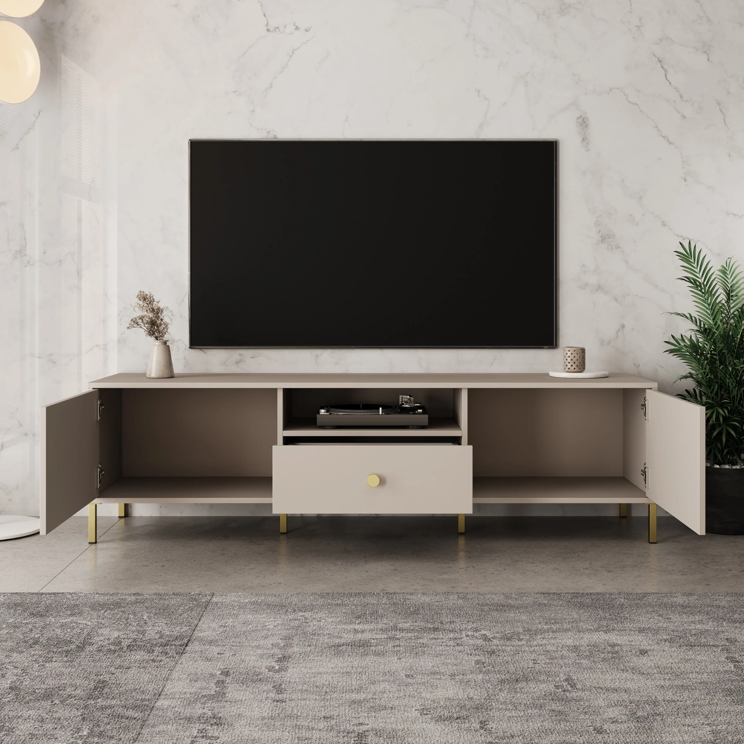 Syran - TV-Meubel - Beige - 168x42x48 cm - Image 2