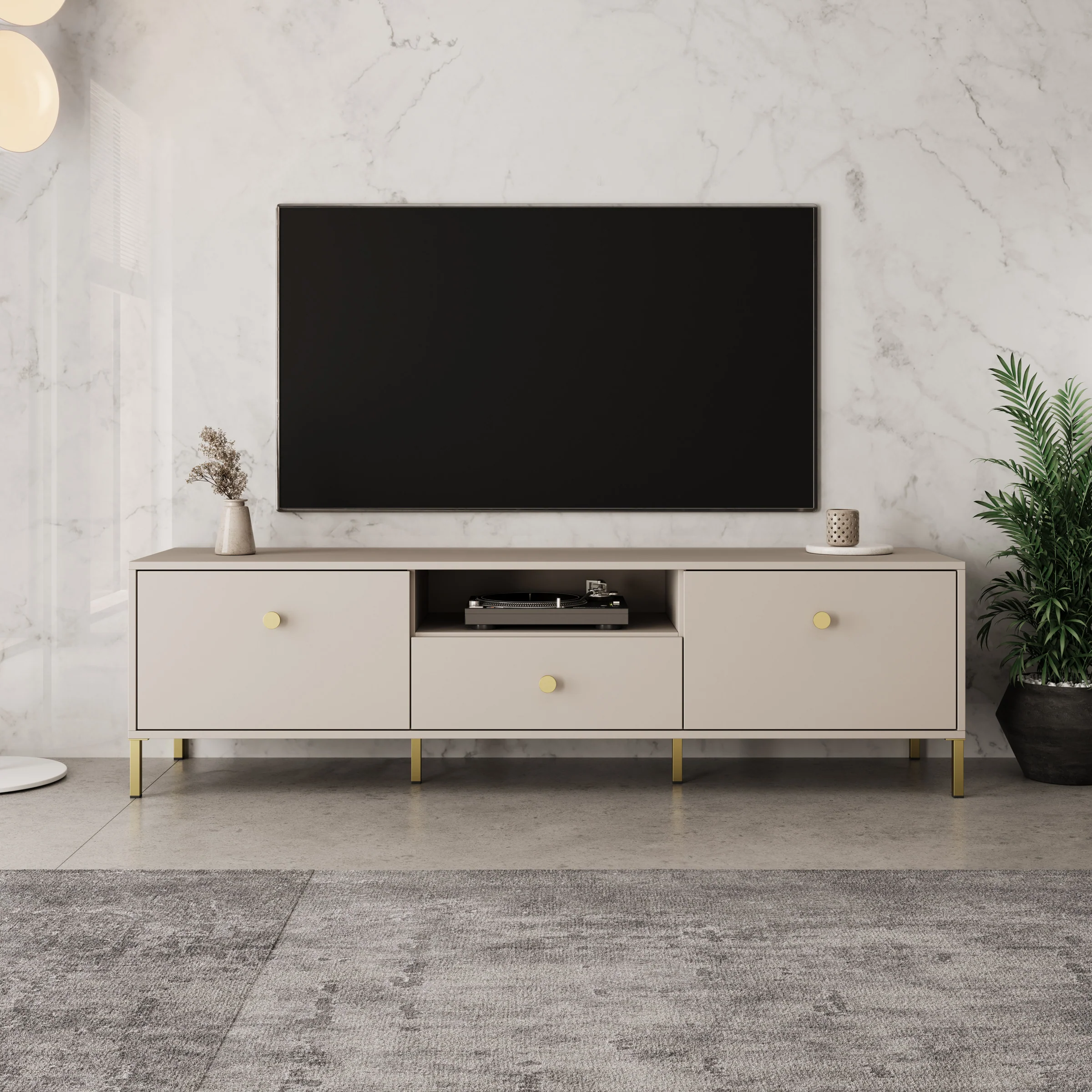 Syran - TV-Meubel - Beige - 168x42x48 cm - Image 3
