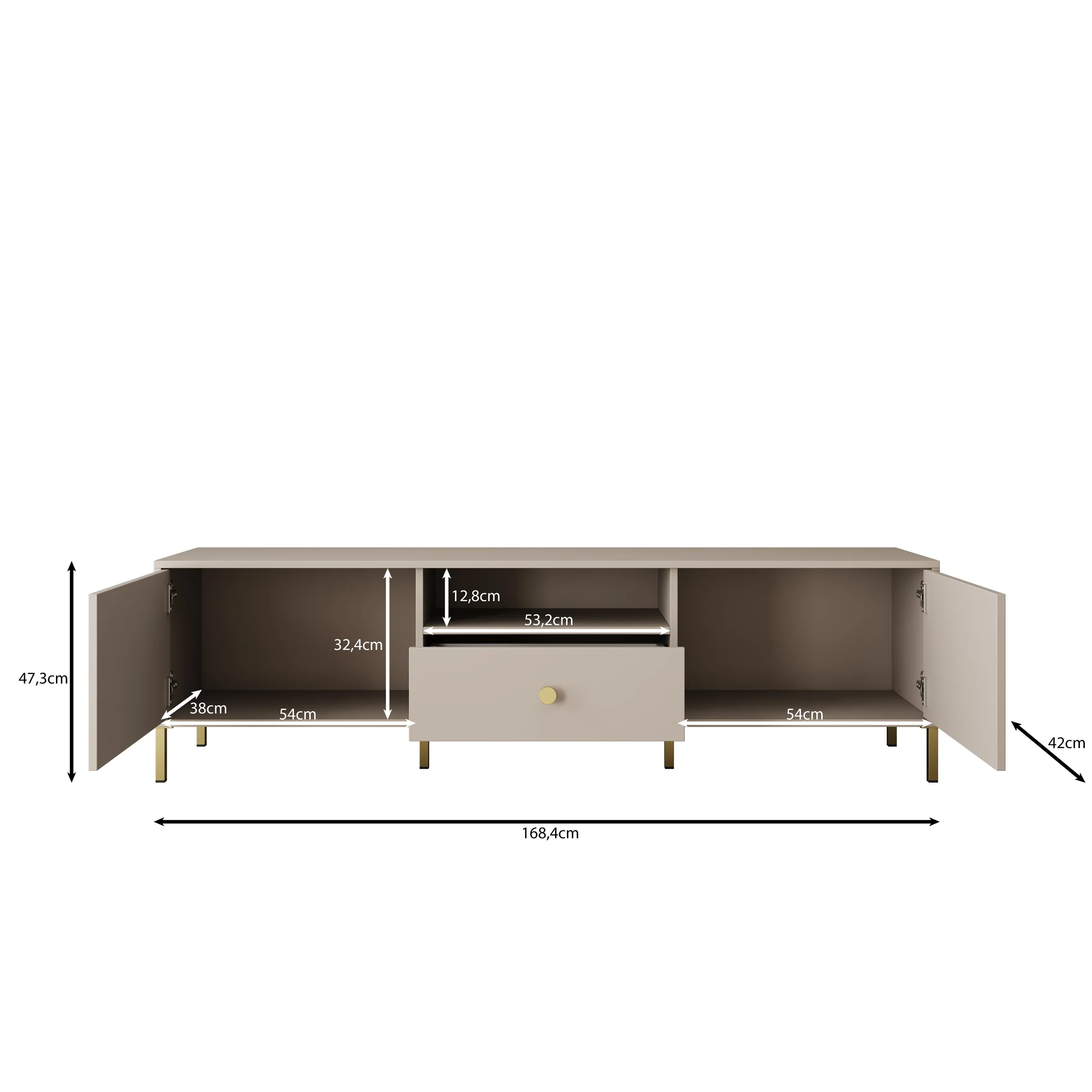 Syran - TV-Meubel - Beige - 168x42x48 cm - Image 5