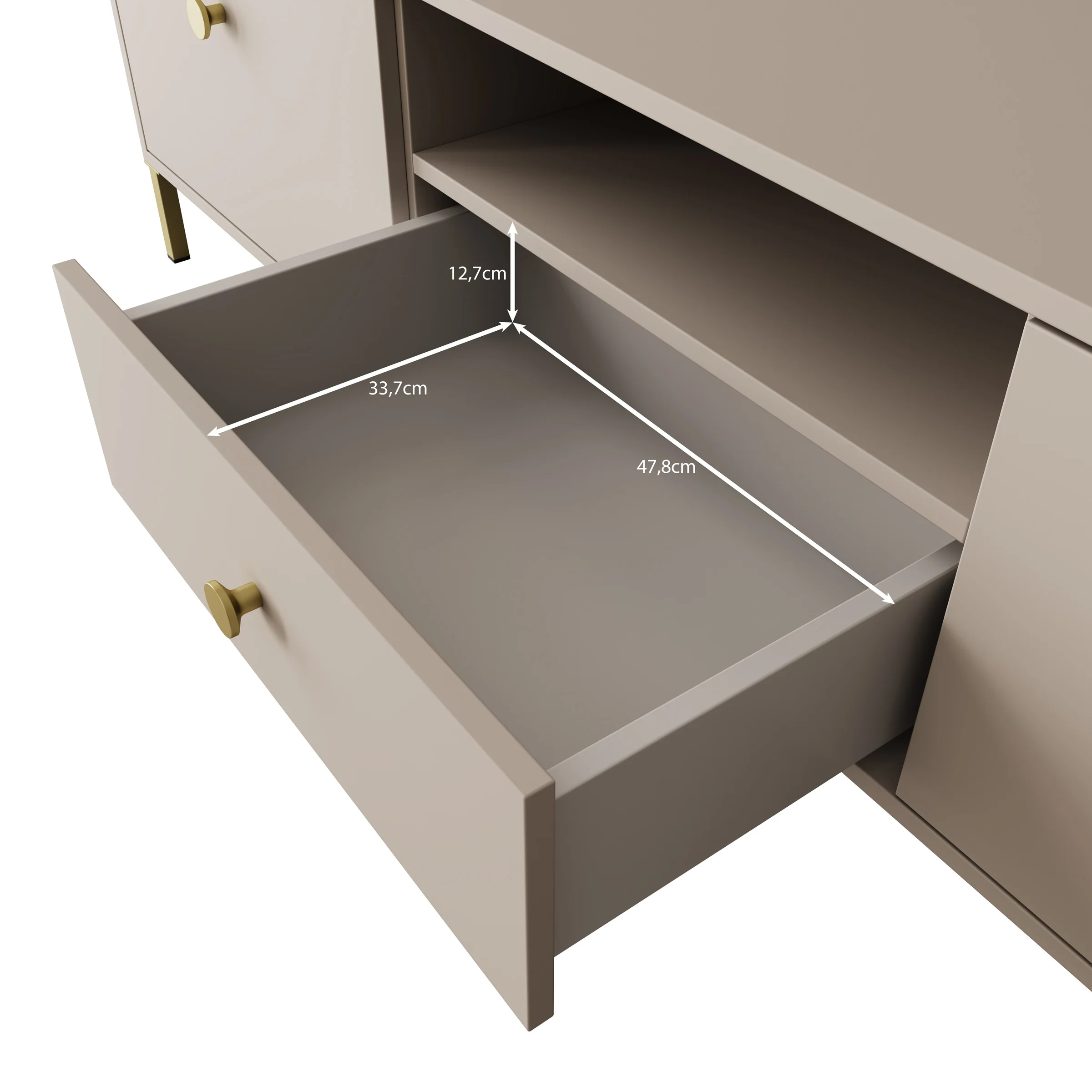 Syran - TV-Meubel - Beige - 168x42x48 cm - Image 6