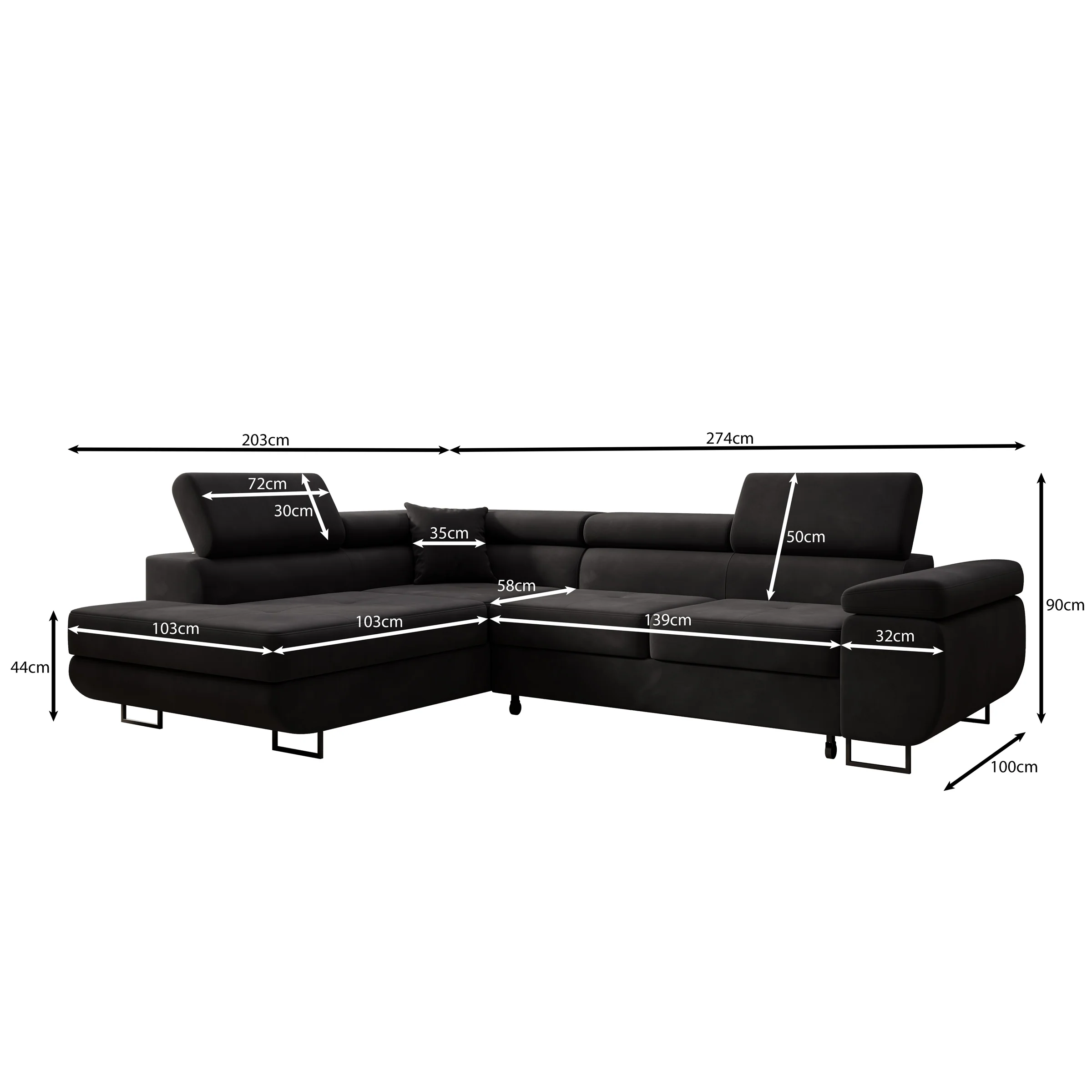 Tacito - Hoekbank 4-zits - Velvet zwart - Links - Image 9