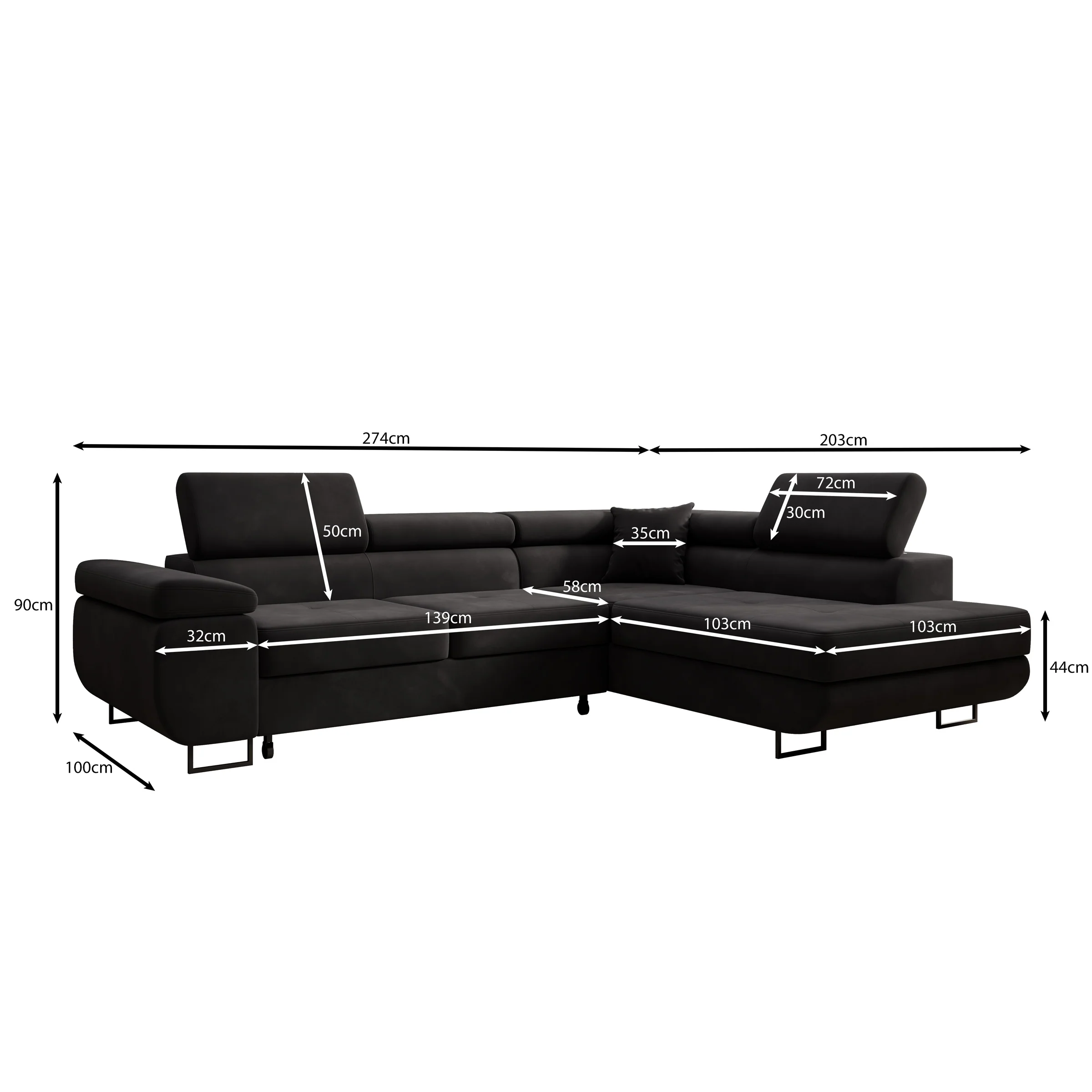 Tacito - Hoekbank 4-zits - Velvet zwart - Rechts - Image 9