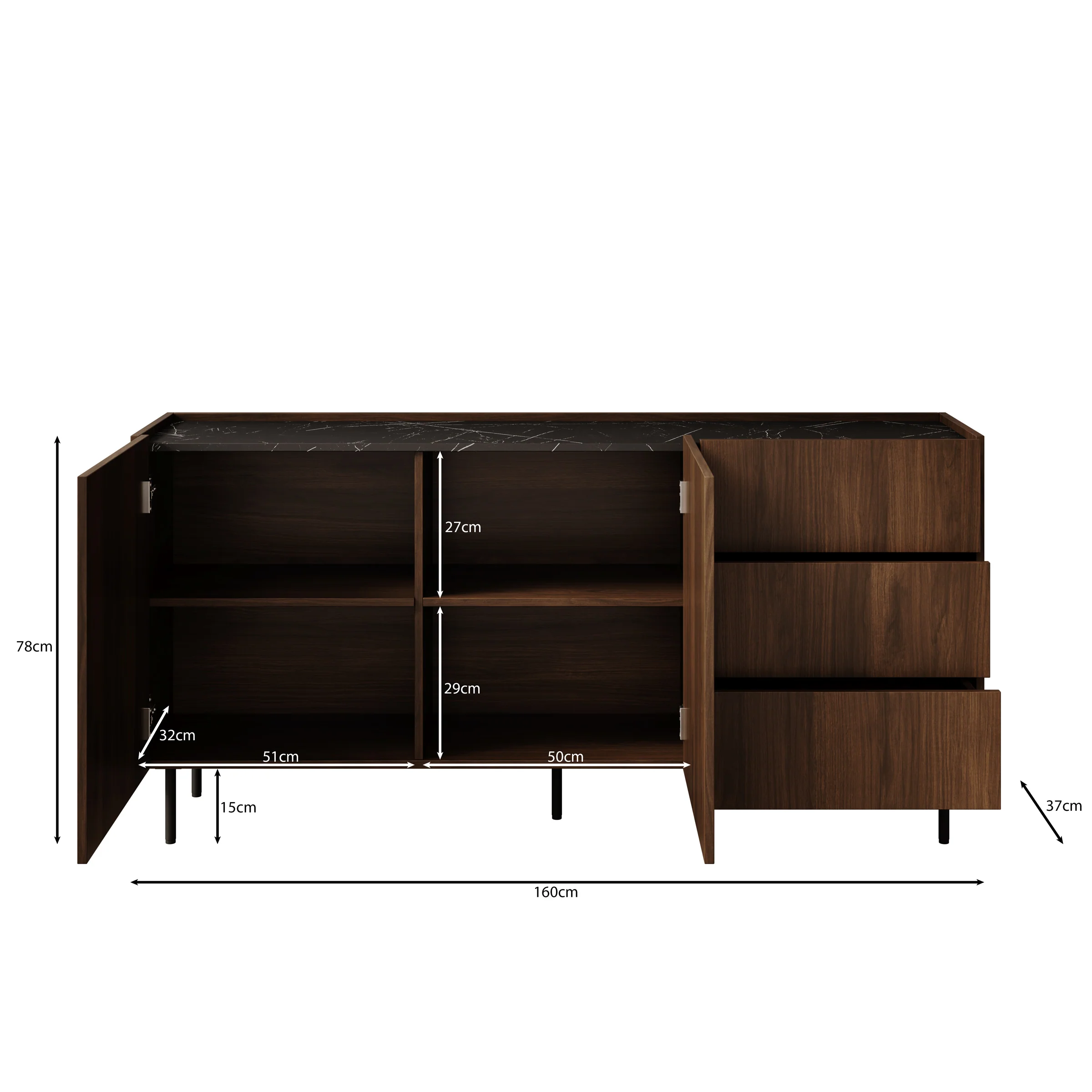 Tahiti - Dressoir - Donker eiken - 160x37x78 cm - Image 5