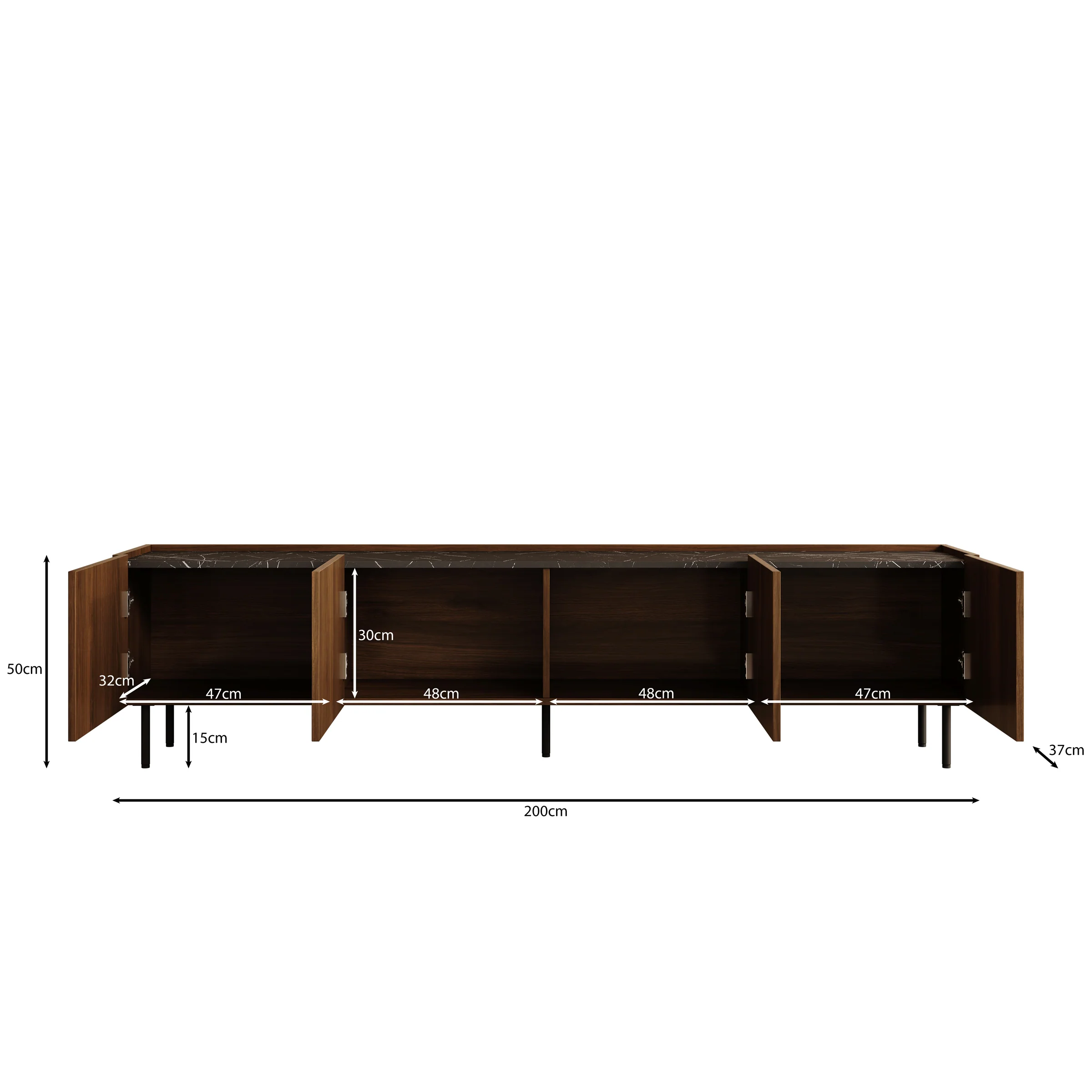 Tahiti - TV-Meubel - Donker eiken - 200x37x50 cm - Image 5