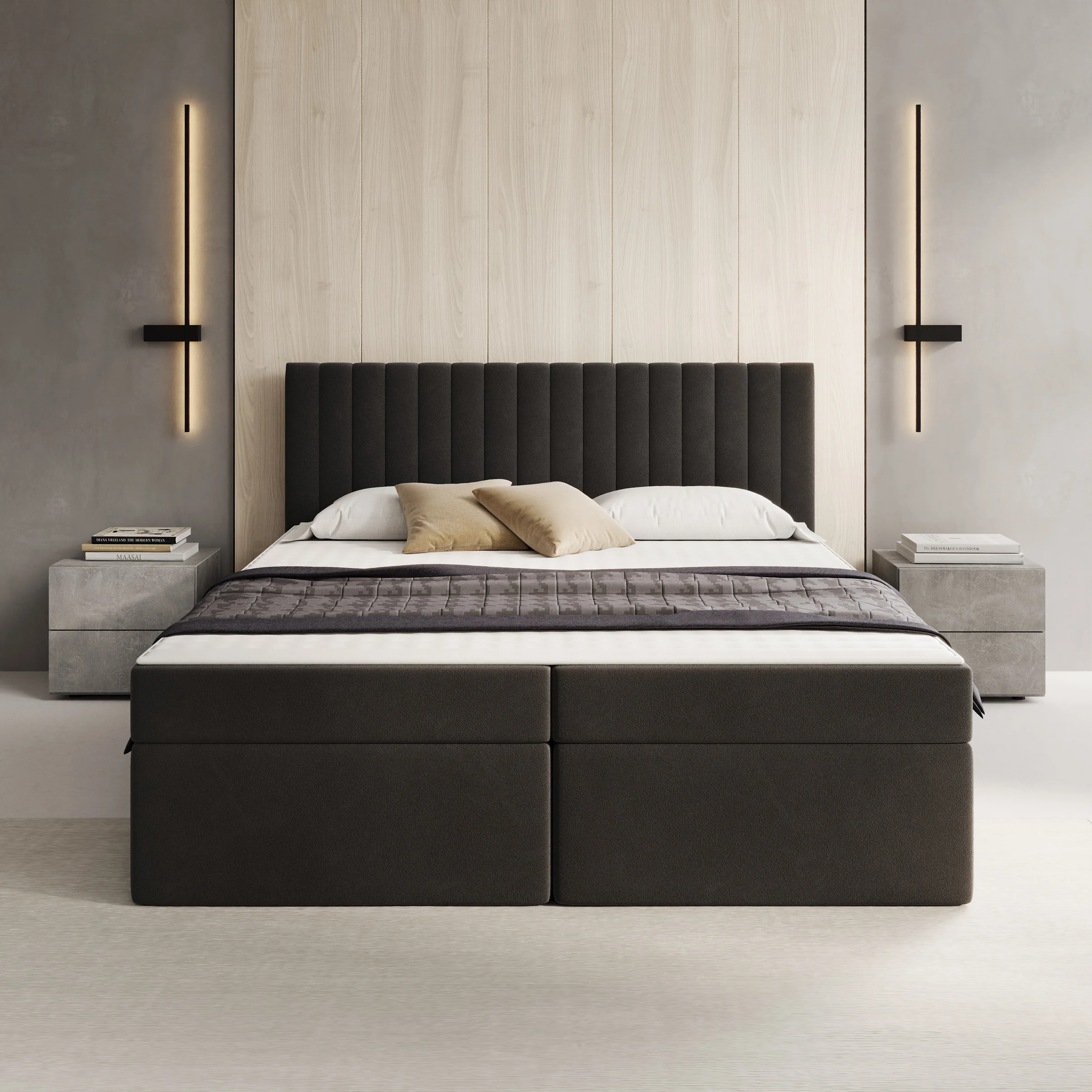 Taiko - Boxspring met opbergruimte - Stof zwart - 160x200 cm - Image 3