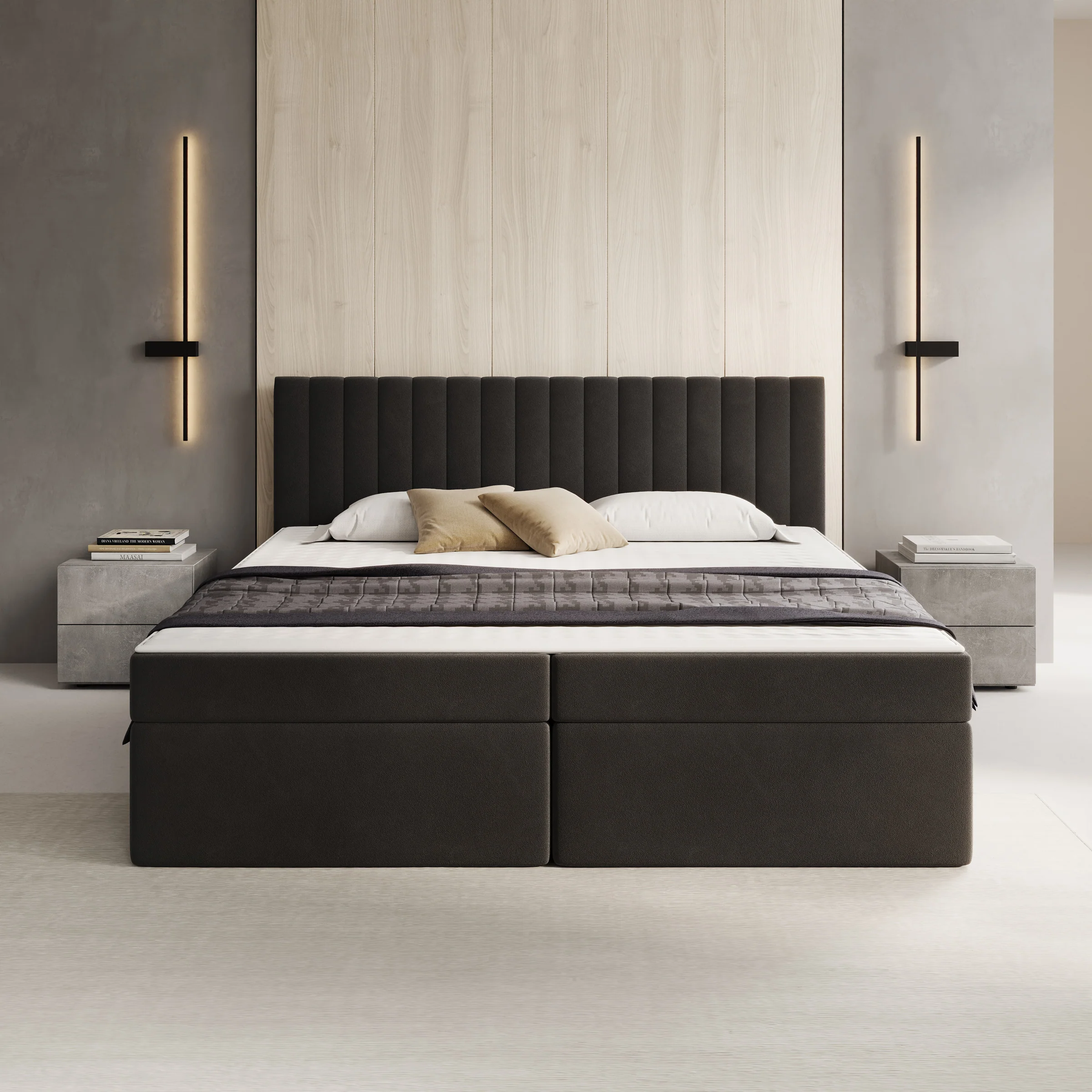 Taiko - Boxspring met opbergruimte - Stof zwart - 180x200 cm - Image 3